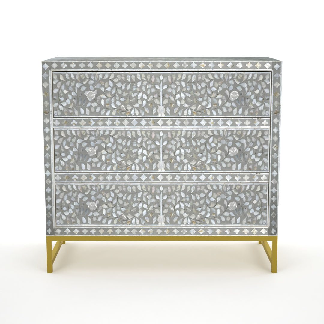 Iris Chest of Drawers - Grey Mother of Pearl Inlay