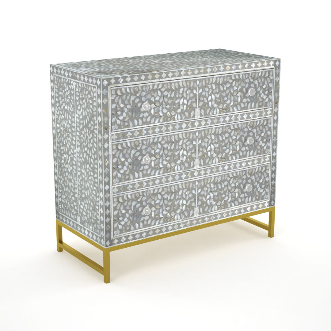 Iris Chest of Drawers - Grey Mother of Pearl Inlay