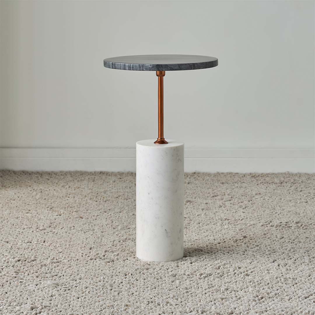 Ava Side Table - White Marble - Tabeer Homes