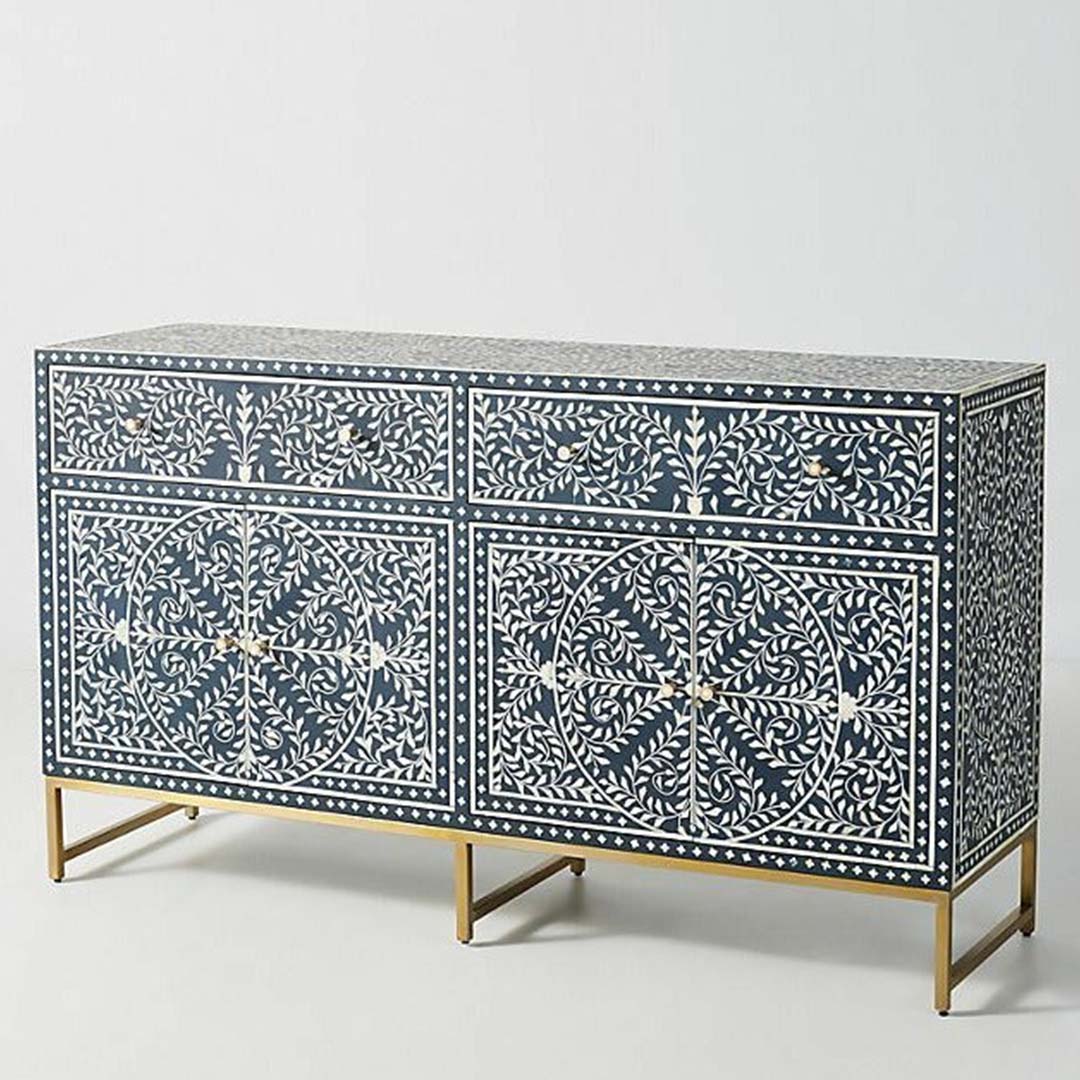 Jade Sideboard Buffet - Navy Blue Bone Inlay - Tabeer Homes