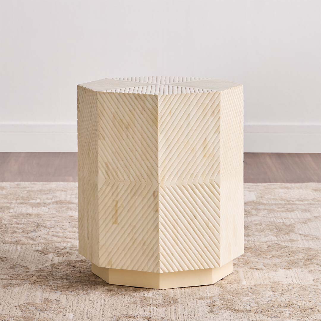 Anu Side Table - Bone Carved - Tabeer Homes