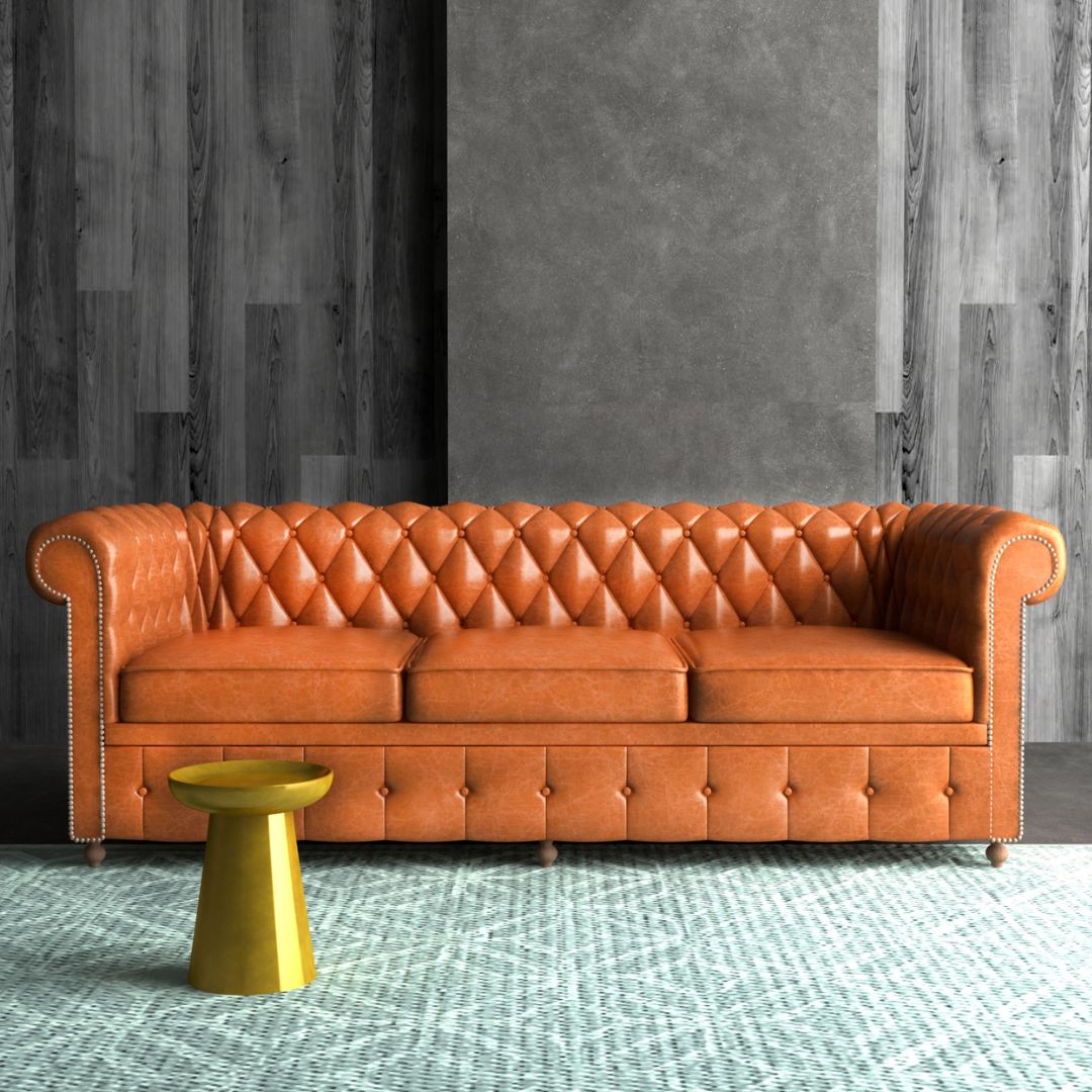 Alif 3 Seater Sofa - Dark Brown Buffalo Leather - Tabeer Homes