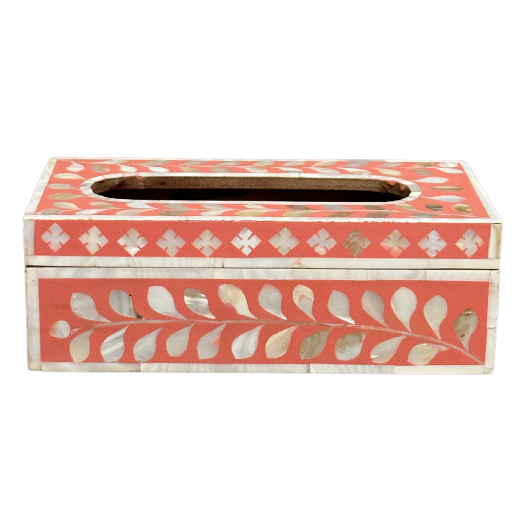 Jamila Tissue Box - Red Mother of Pearl Inlay