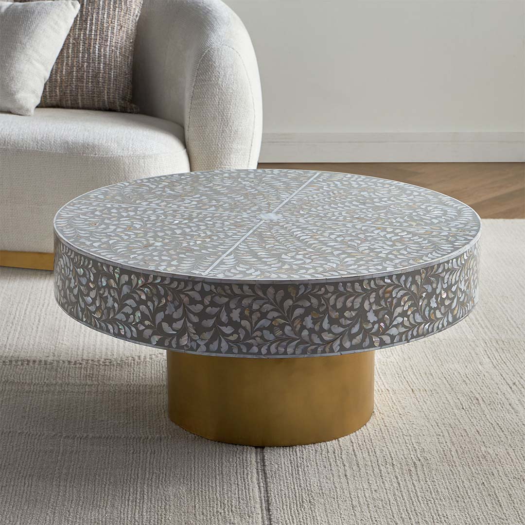 Iris Coffee Table - Grey Mother of Pearl - Tabeer Homes