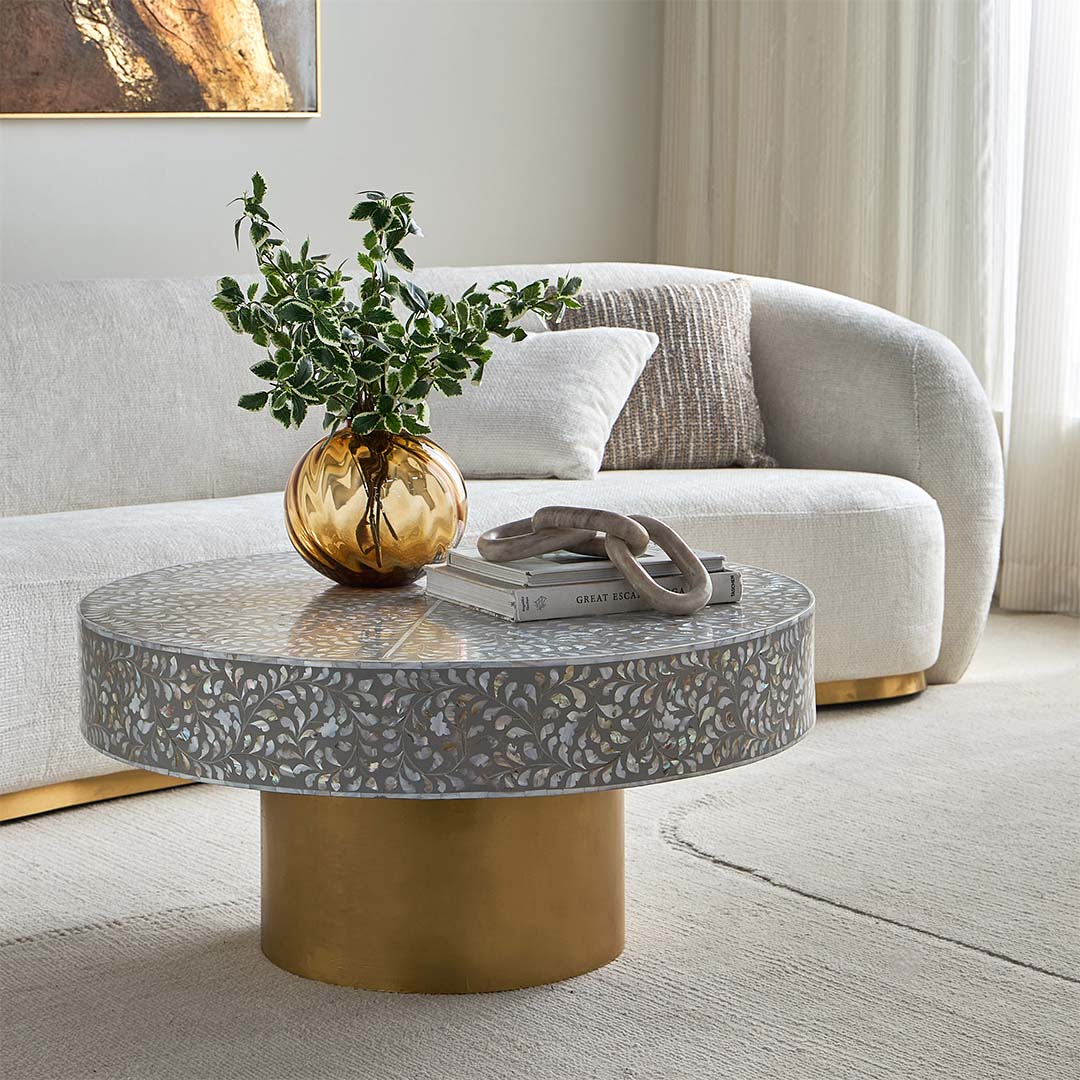 Iris Coffee Table - Grey Mother of Pearl - Tabeer Homes