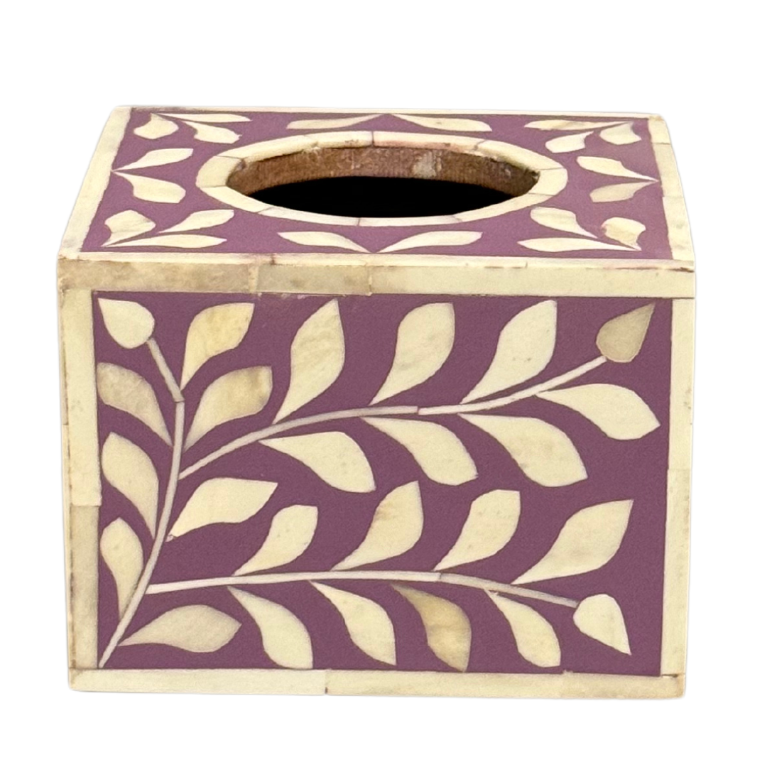 Jamila Tissue Box - Purple Bone Inlay