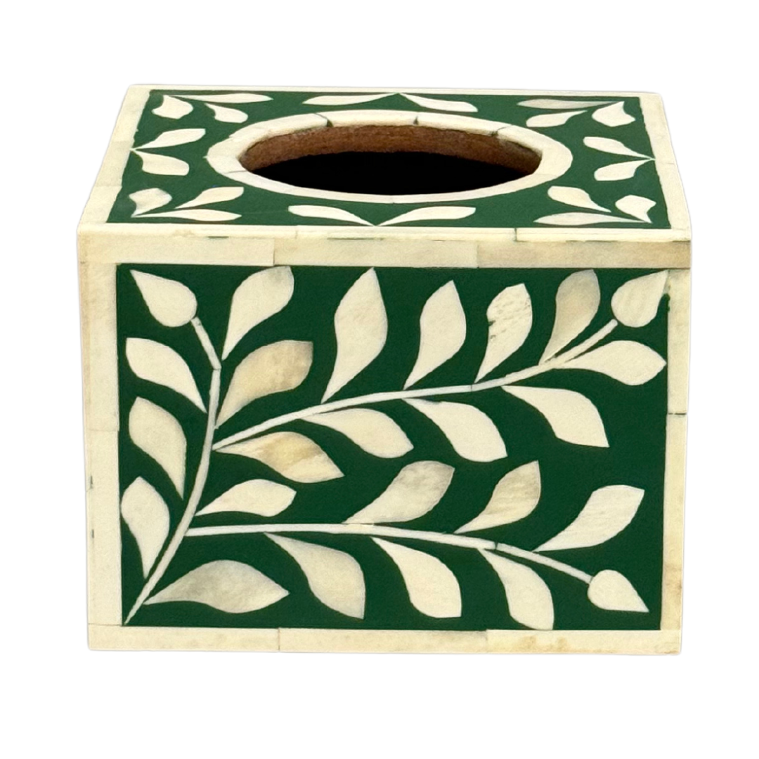 Jamila Tissue Box - Green Bone Inlay for sale