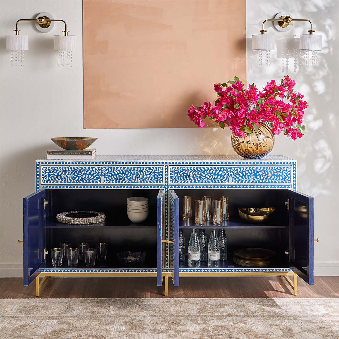 Jade Sideboard Buffet - Blue Bone Inlay - Tabeer Homes