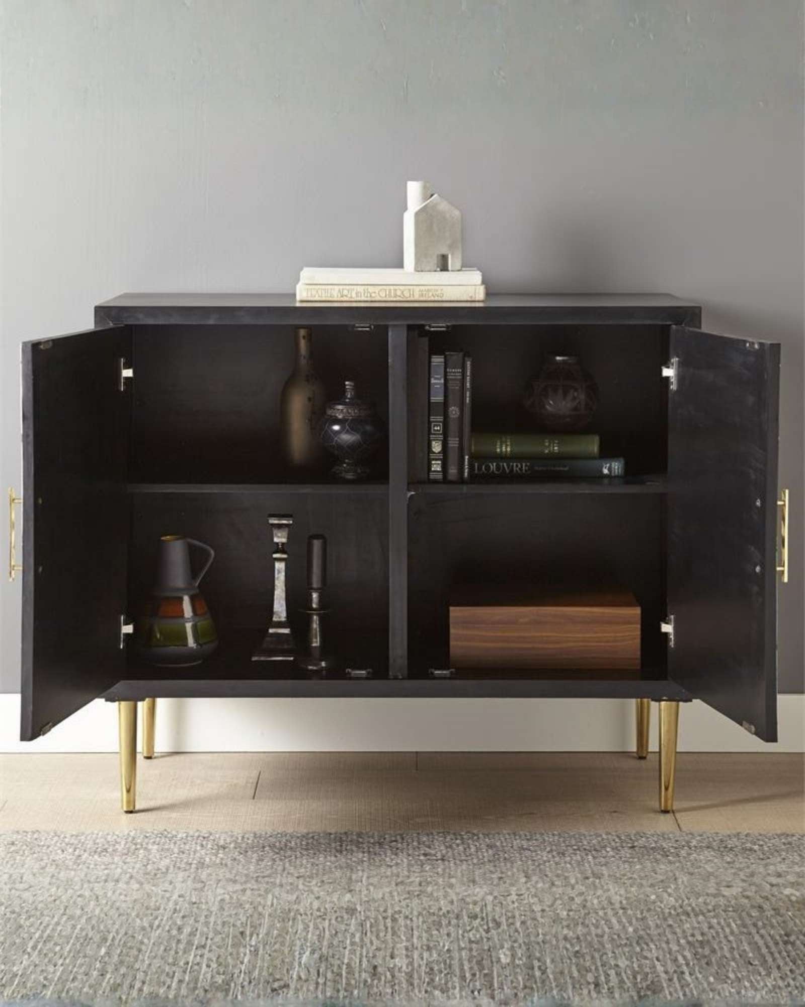 Aatma Cabinet - Black & White Bone Inlay - Tabeer Homes