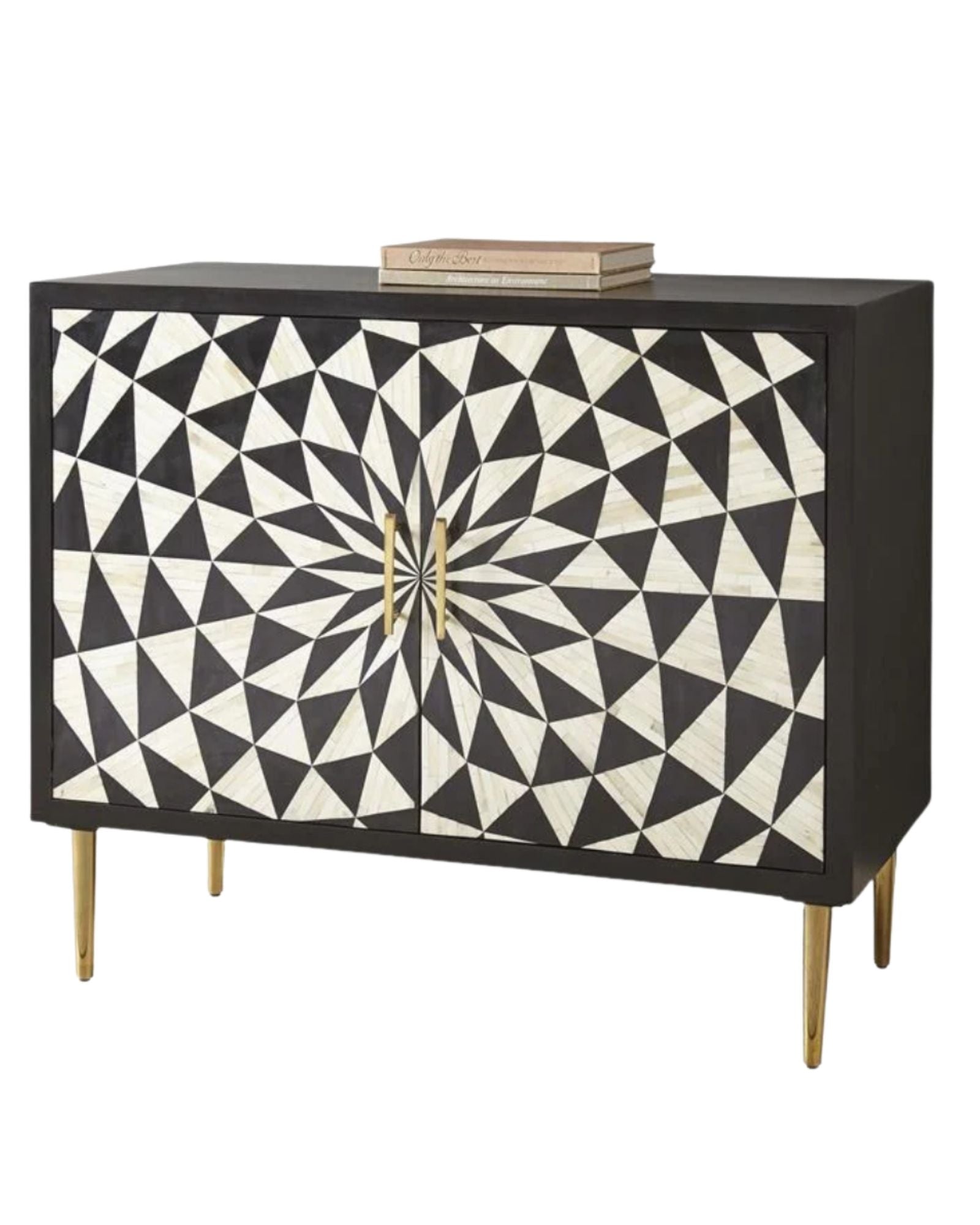 Aatma Cabinet - Black & White Bone Inlay - Tabeer Homes
