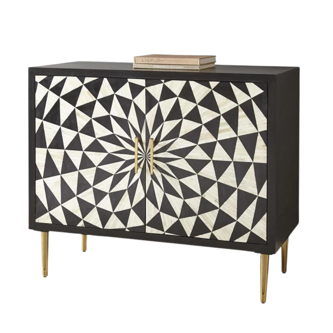 Aatma Cabinet - Black & White Bone Inlay