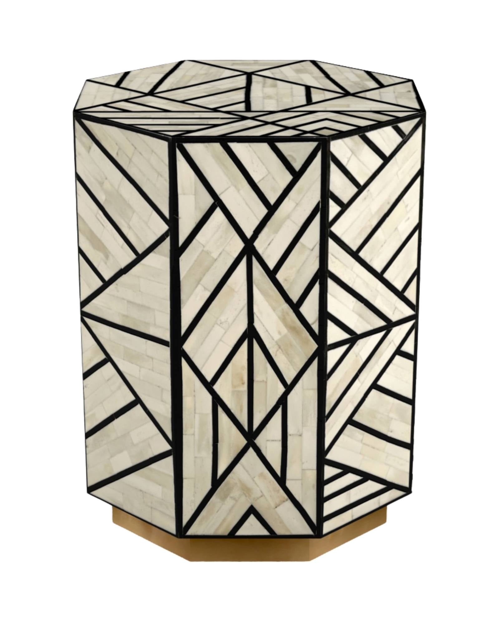 Aayat Side Table - Black Bone Inlay - Tabeer Homes