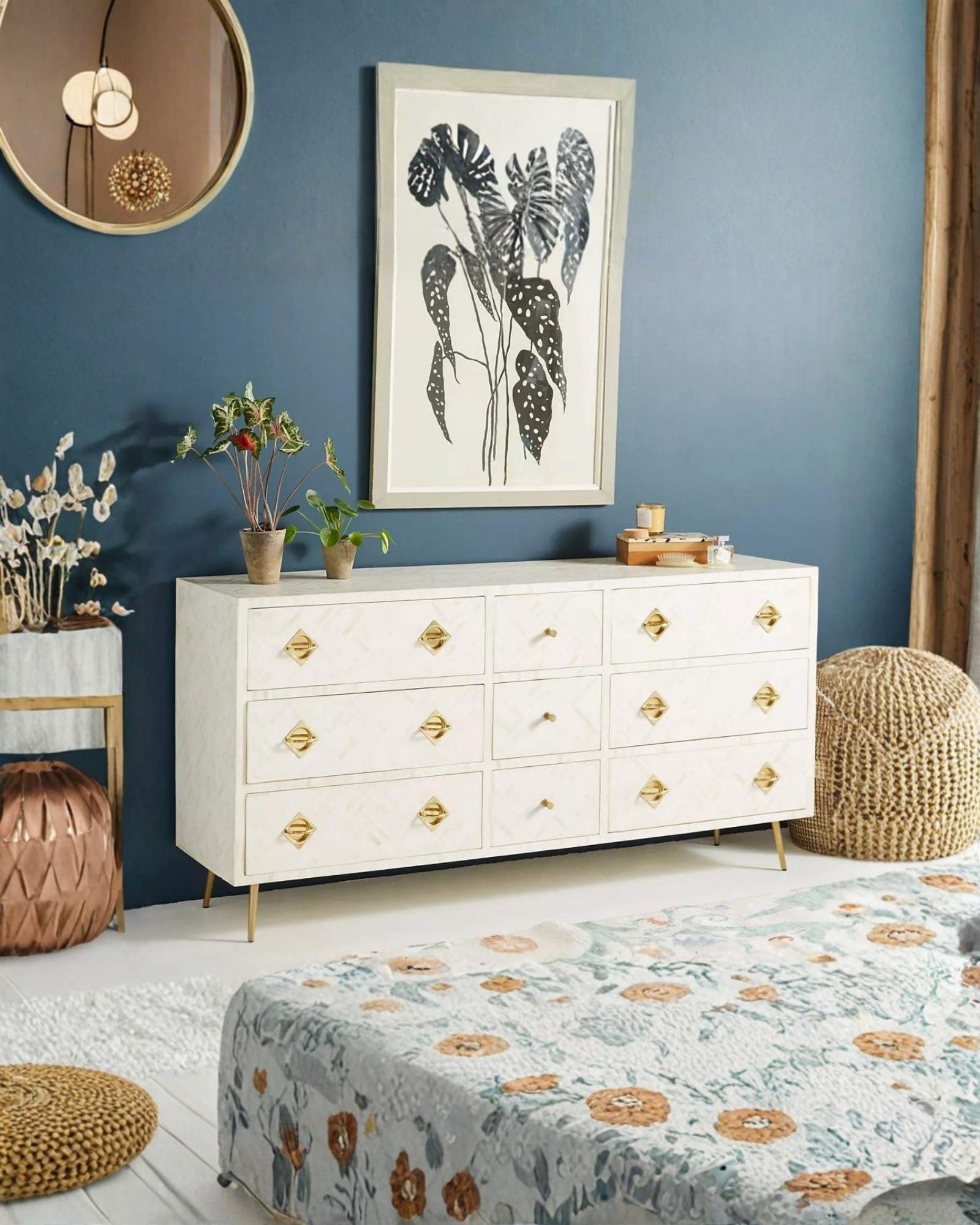 Ameerah Chest of Drawers - White Bone Inlay - Tabeer Homes