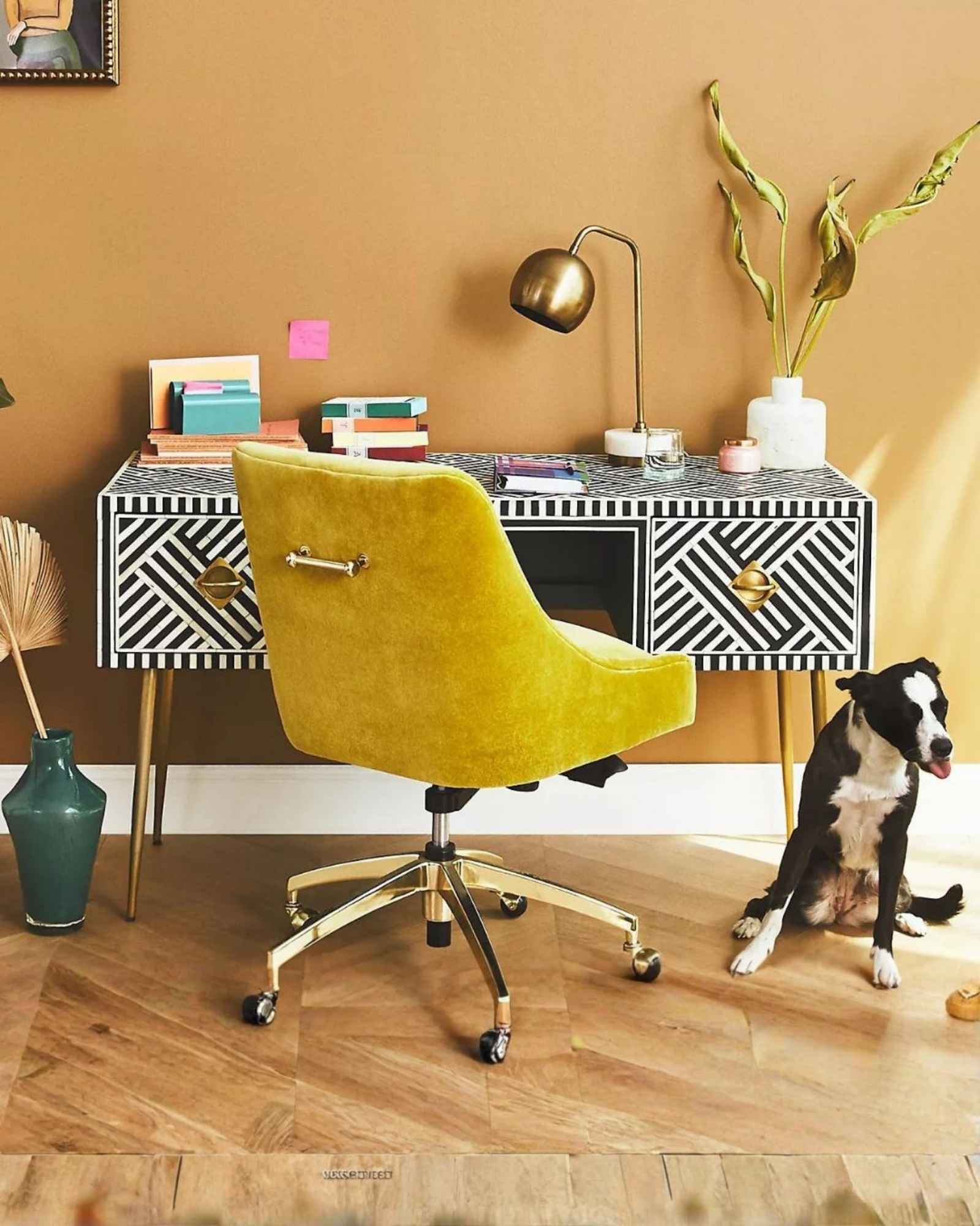 Ameerah Console Desk - Black & White Bone Inlay - Tabeer Homes