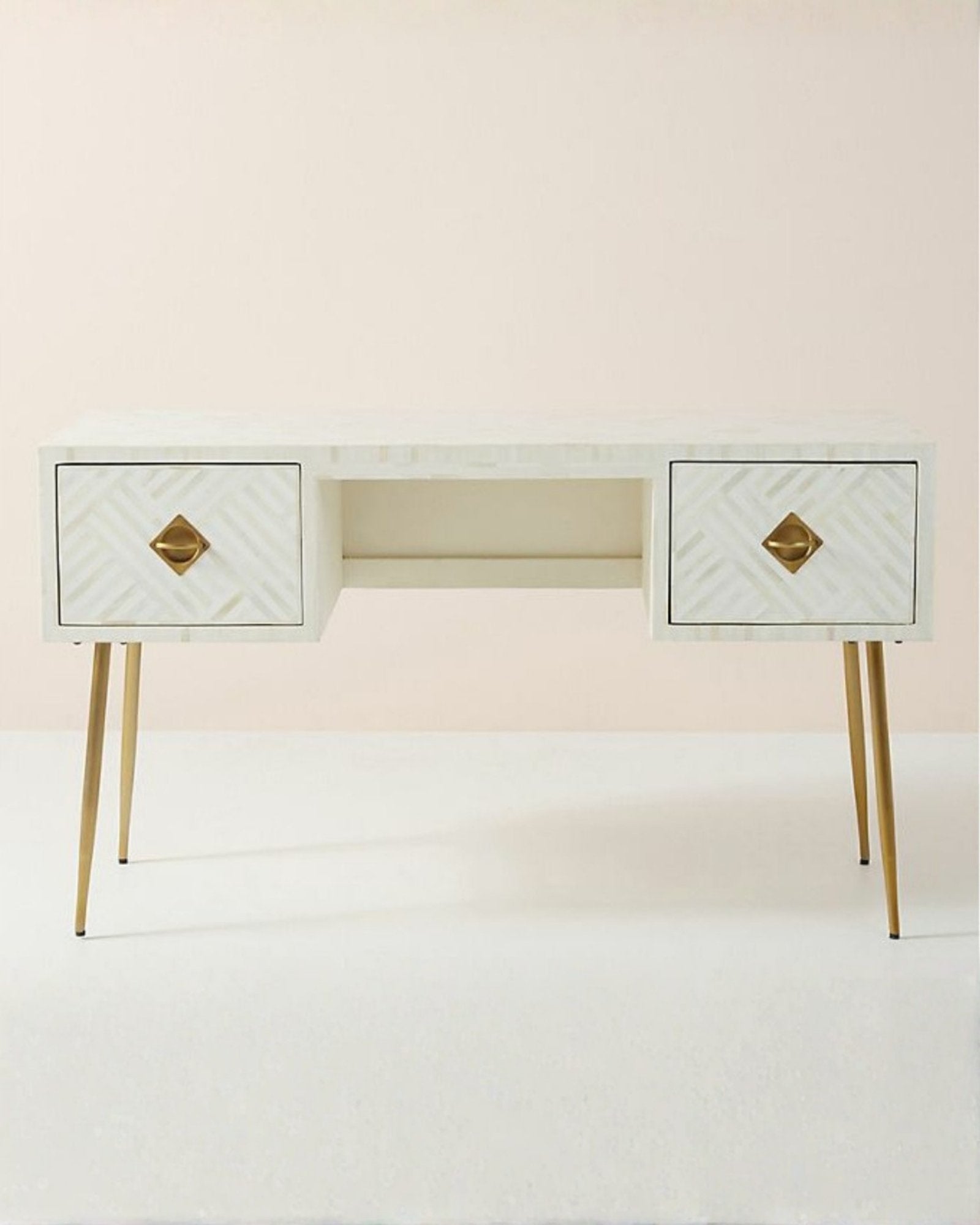 Ameerah Console Desk - White Bone Inlay - Tabeer Homes