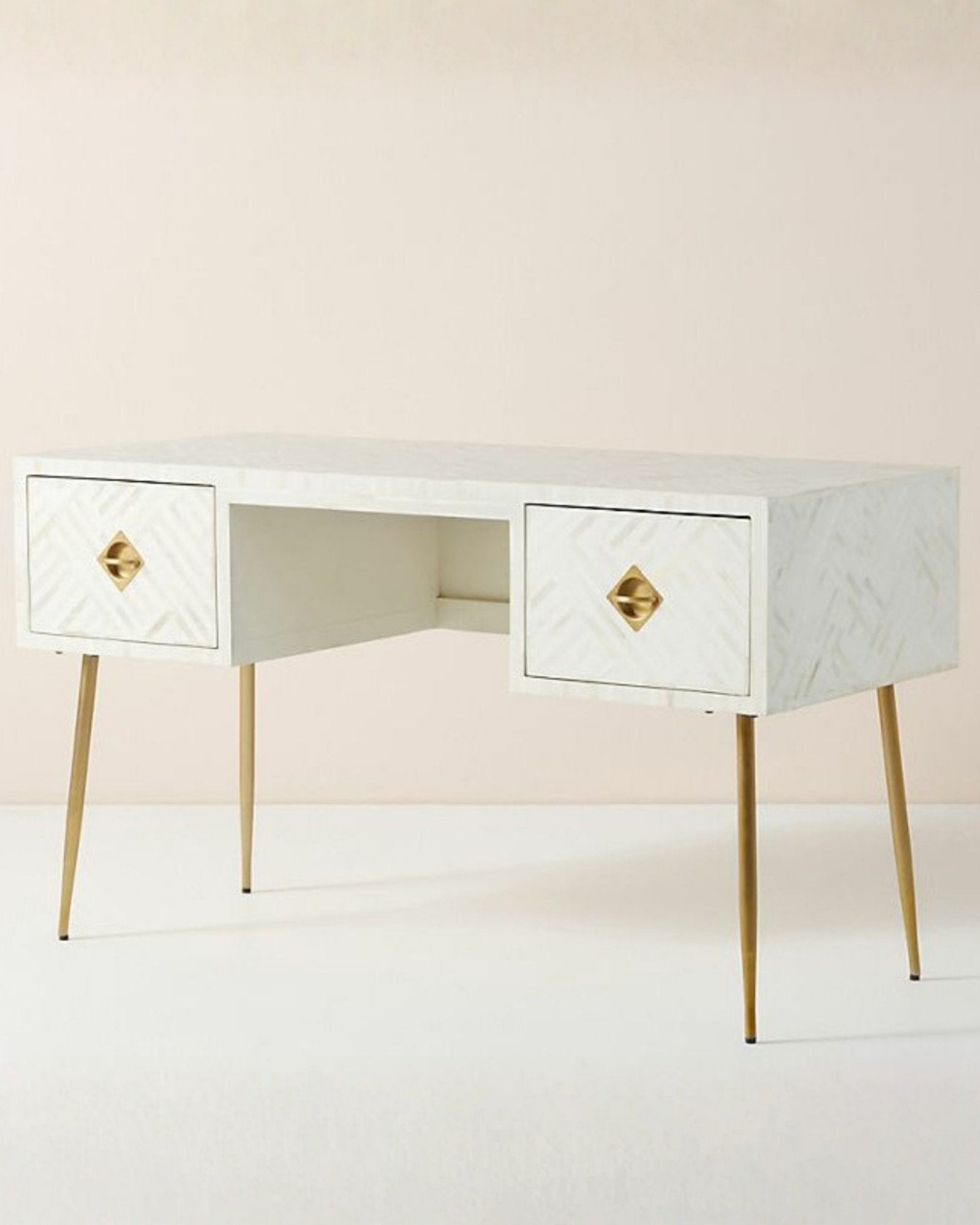 Ameerah Console Desk - White Bone Inlay - Tabeer Homes