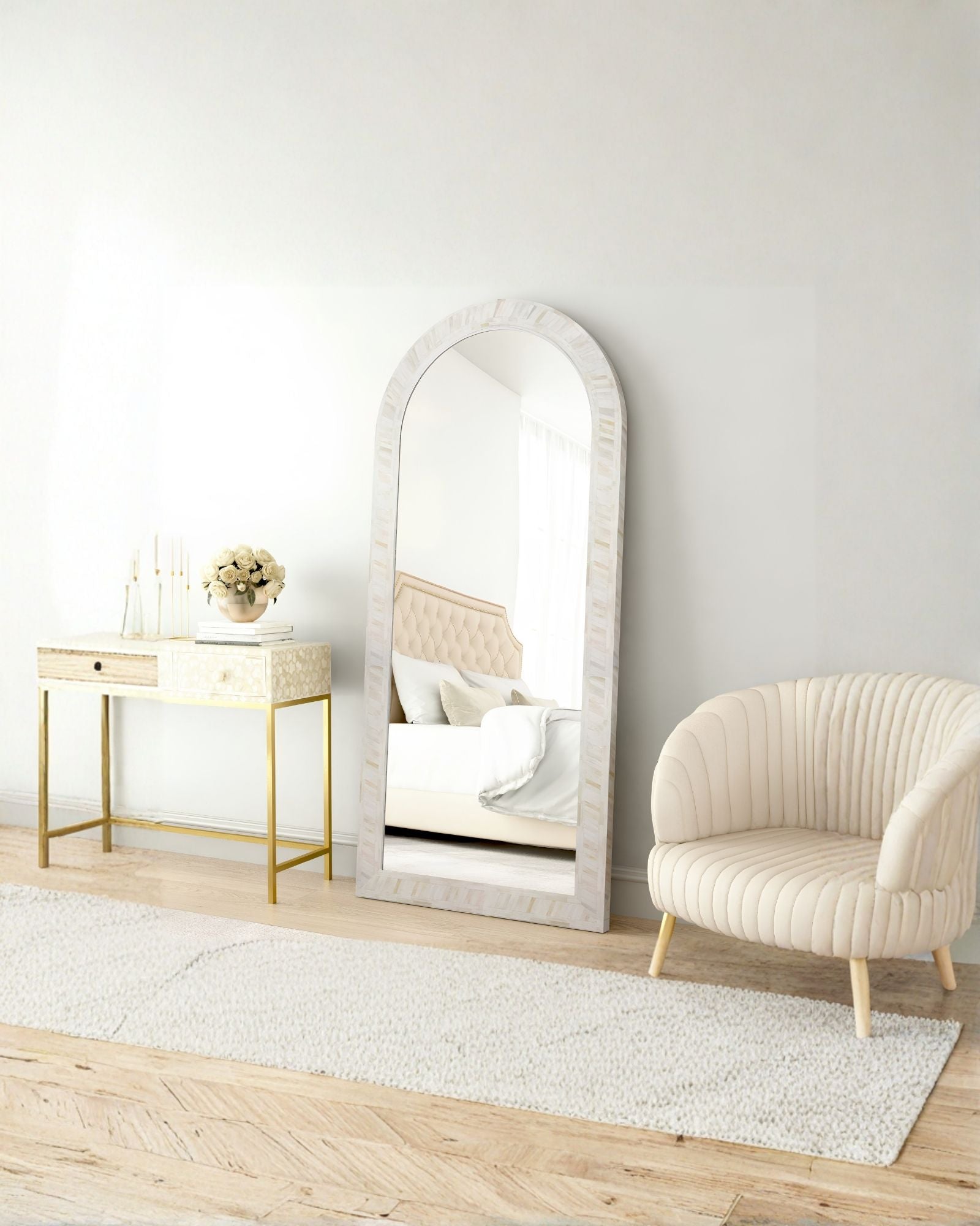 Ameerah Mirror - White Bone Inlay - Tabeer Homes
