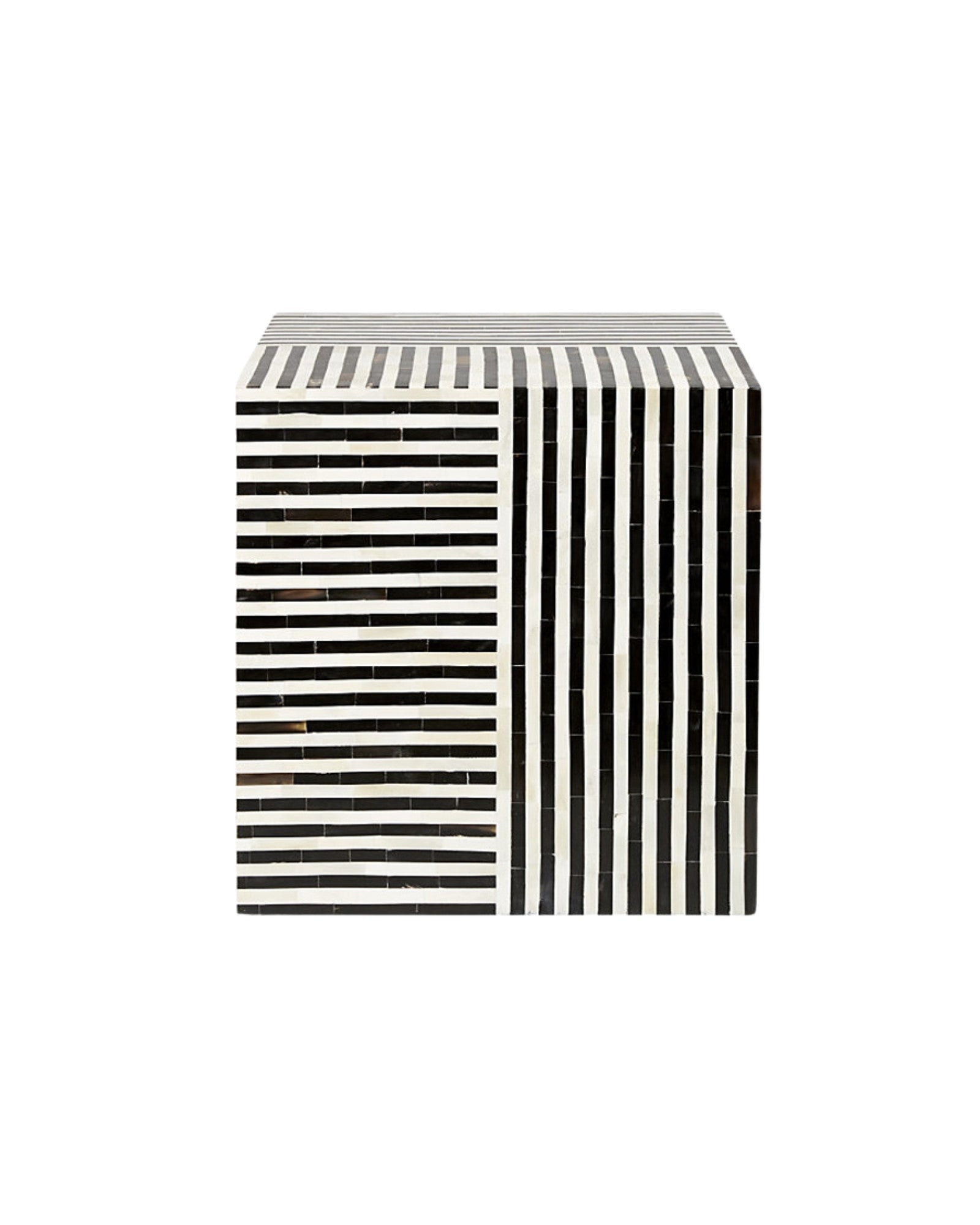 Amir Side Table - Black & White Bone Inlay - Tabeer Homes