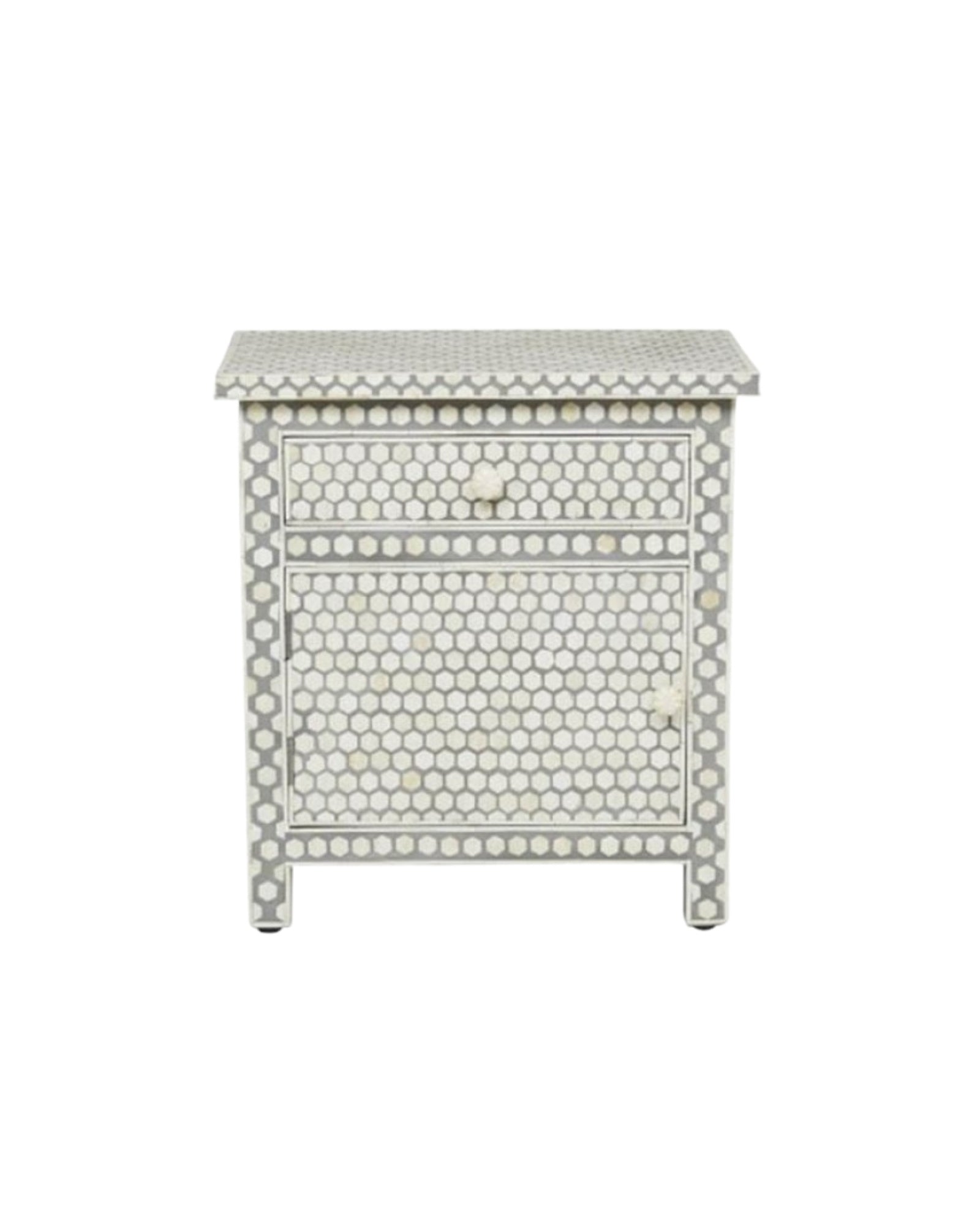 Ananda Side Drawer - Pale Grey Bone Inlay - Tabeer Homes
