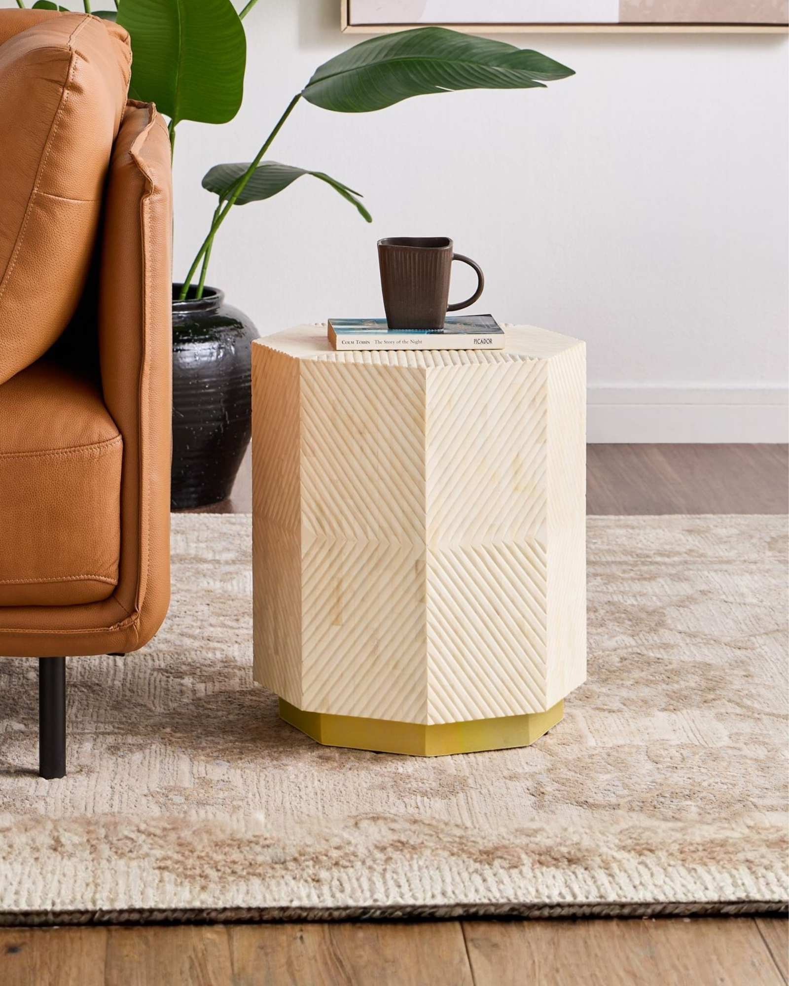 Anu Side Table - Bone Carved - Tabeer Homes