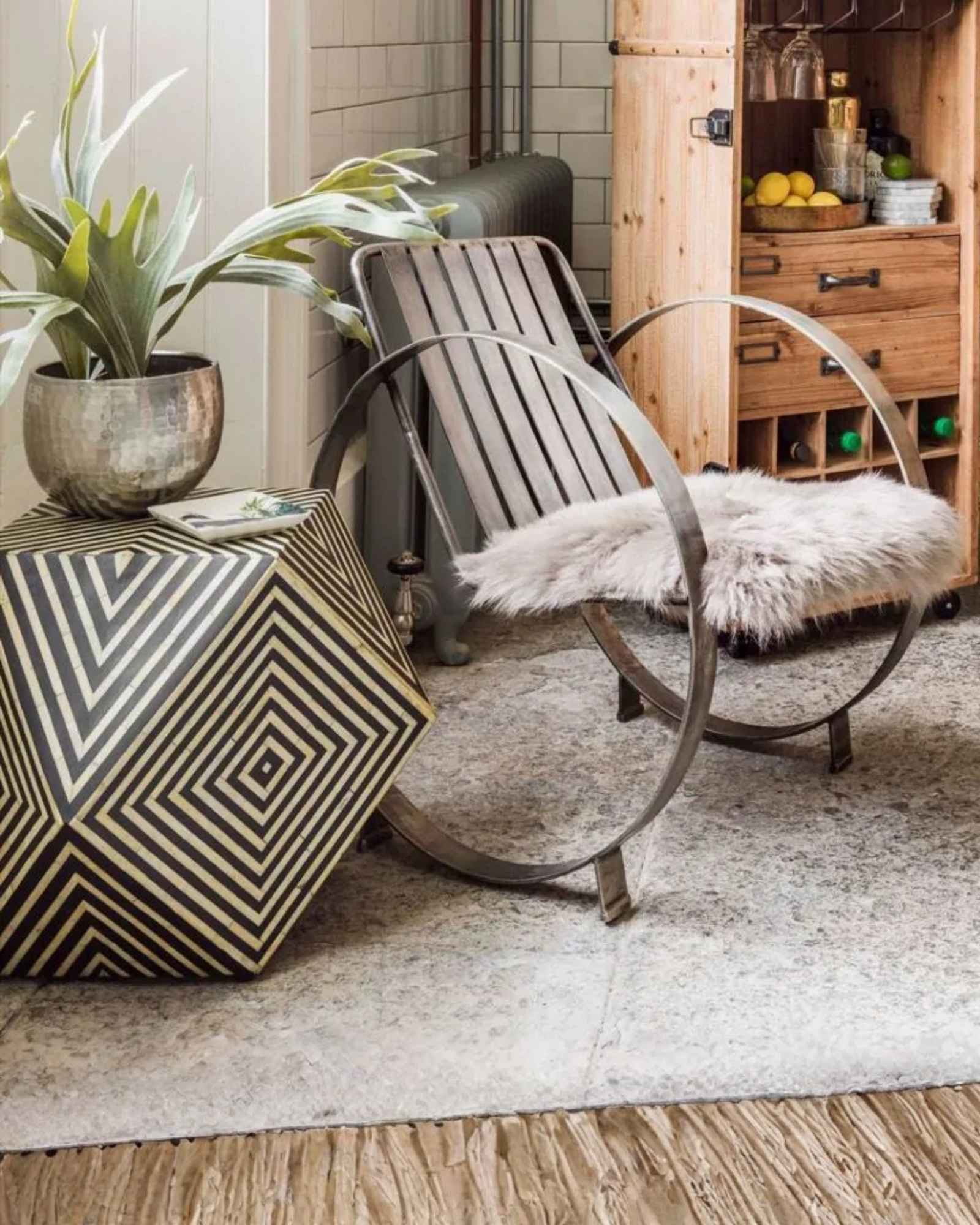 Aryan Side Table - Black & White Bone Inlay - Tabeer Homes