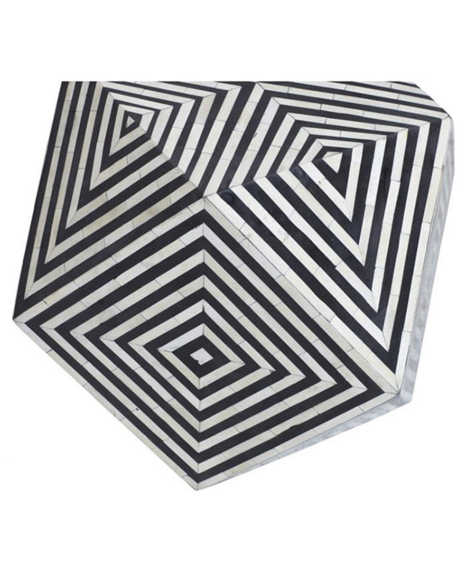 Aryan Side Table - Black & White Bone Inlay - Tabeer Homes