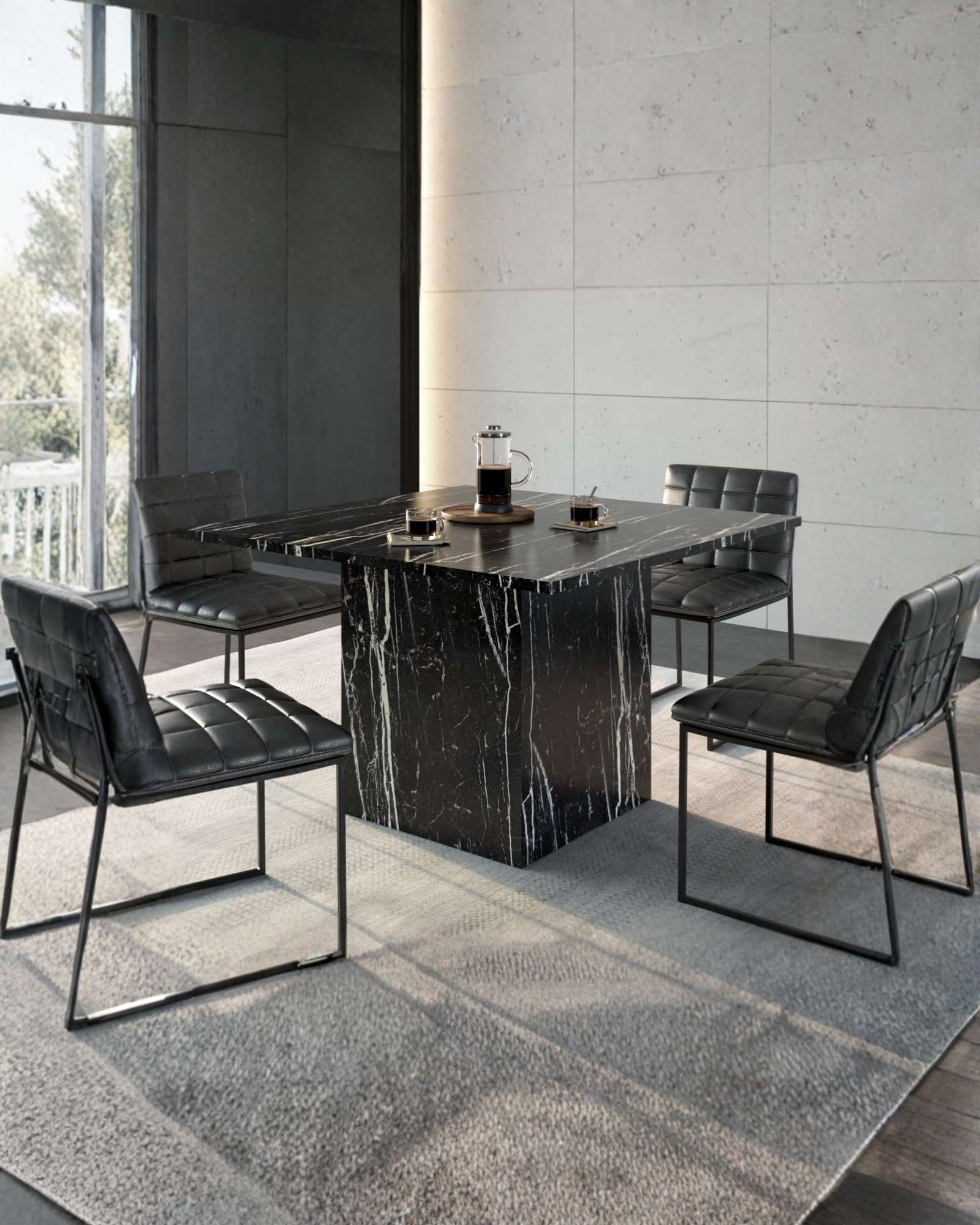 Ava Dining Table - 8 Seater Marble Clad - Tabeer Homes