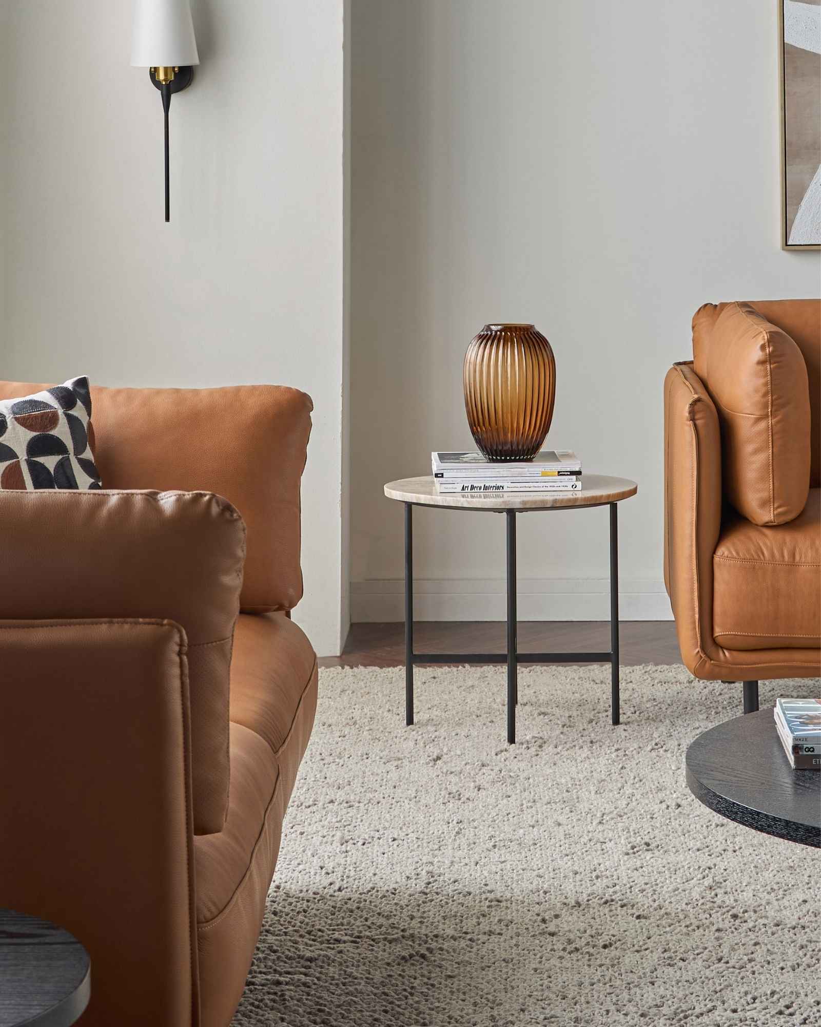 Ava Side Table - Brown Marble - Tabeer Homes
