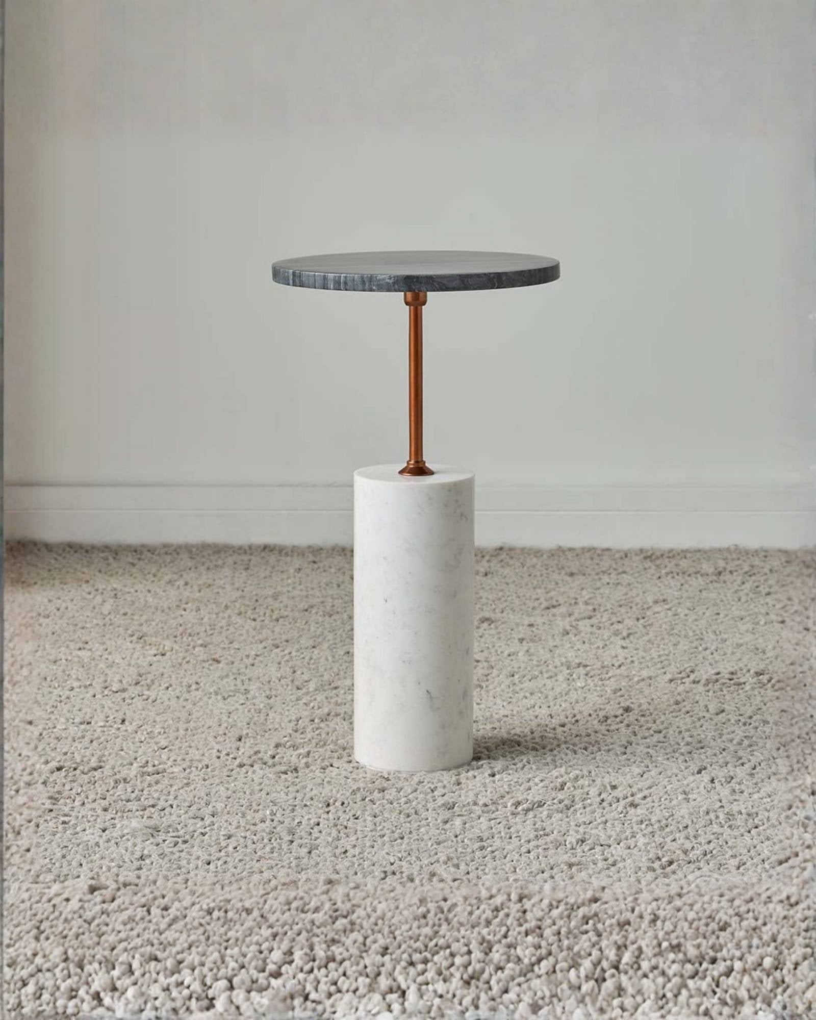 Ava Side Table - White Marble - Tabeer Homes