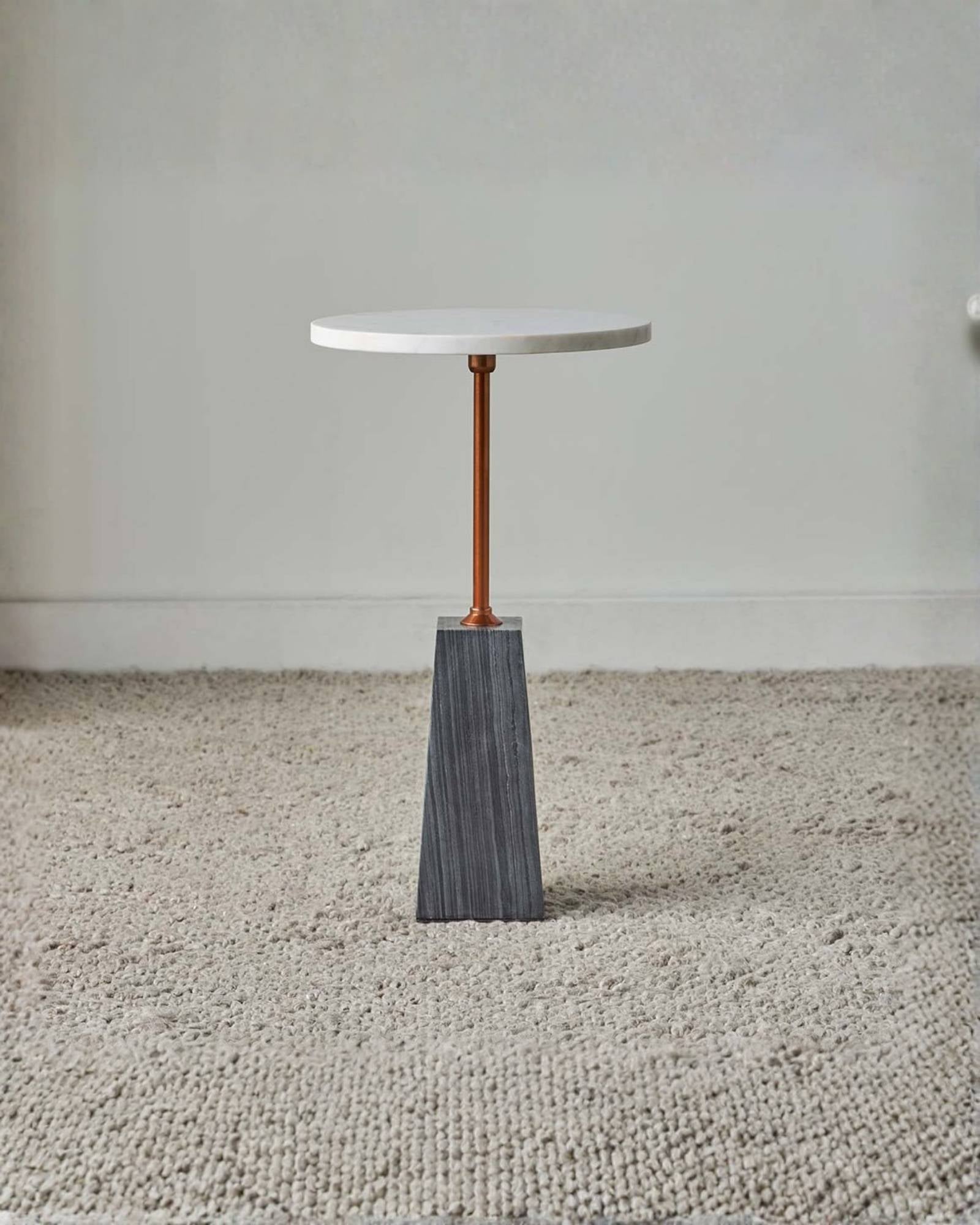Ava Side Table - White Marble - Tabeer Homes