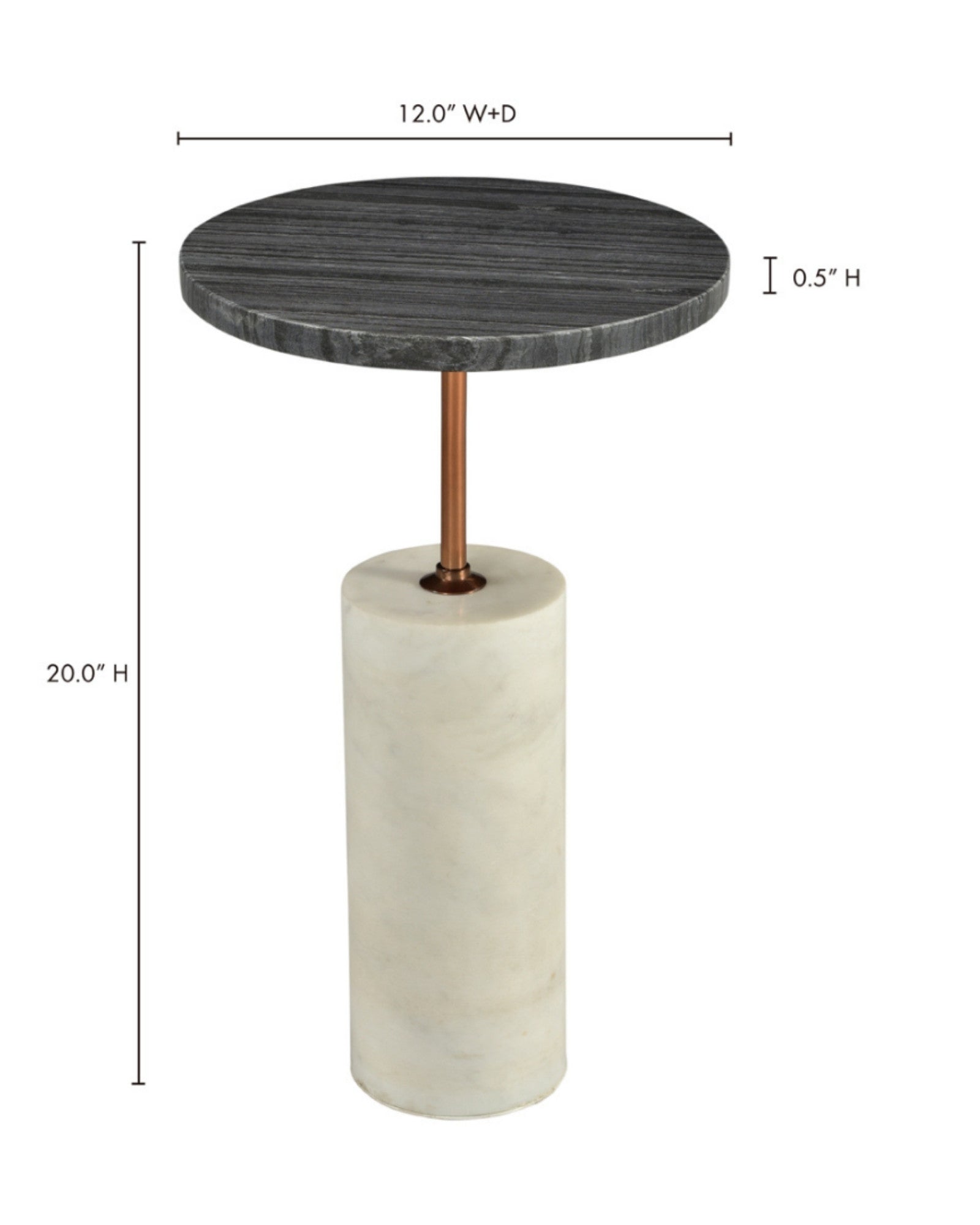 Ava Side Table - White Marble - Tabeer Homes
