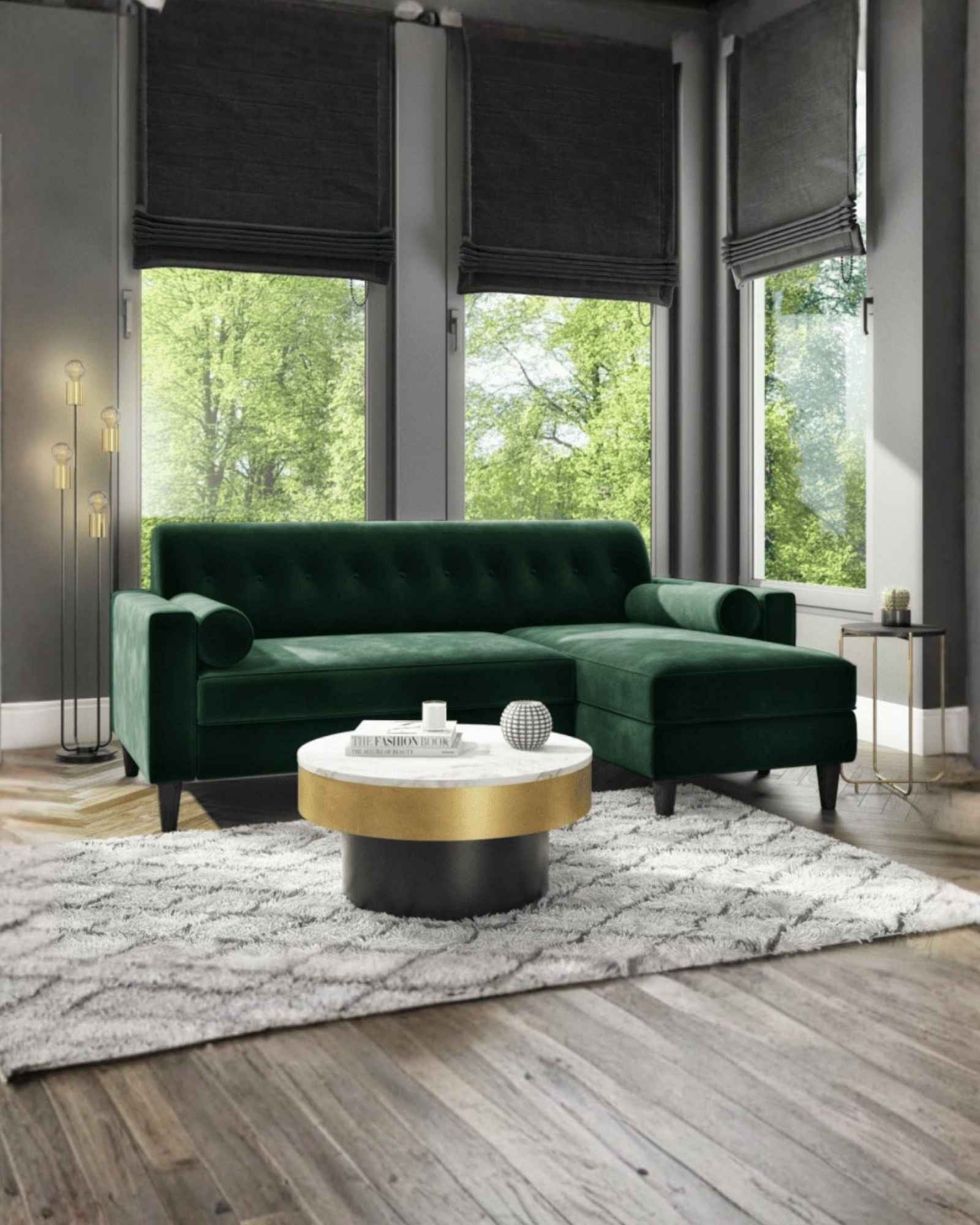 Avo Coffee Table with a luxurious white marble top, gold accent, and black cylindrical base. A modern statement piece for living spaces.
