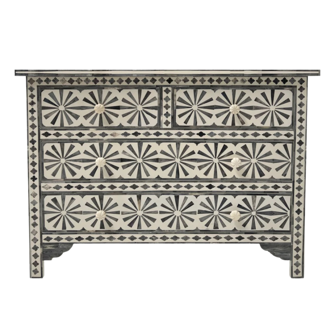 Basel Chest of Drawers - Blue Bone Inlay - Tabeer Homes