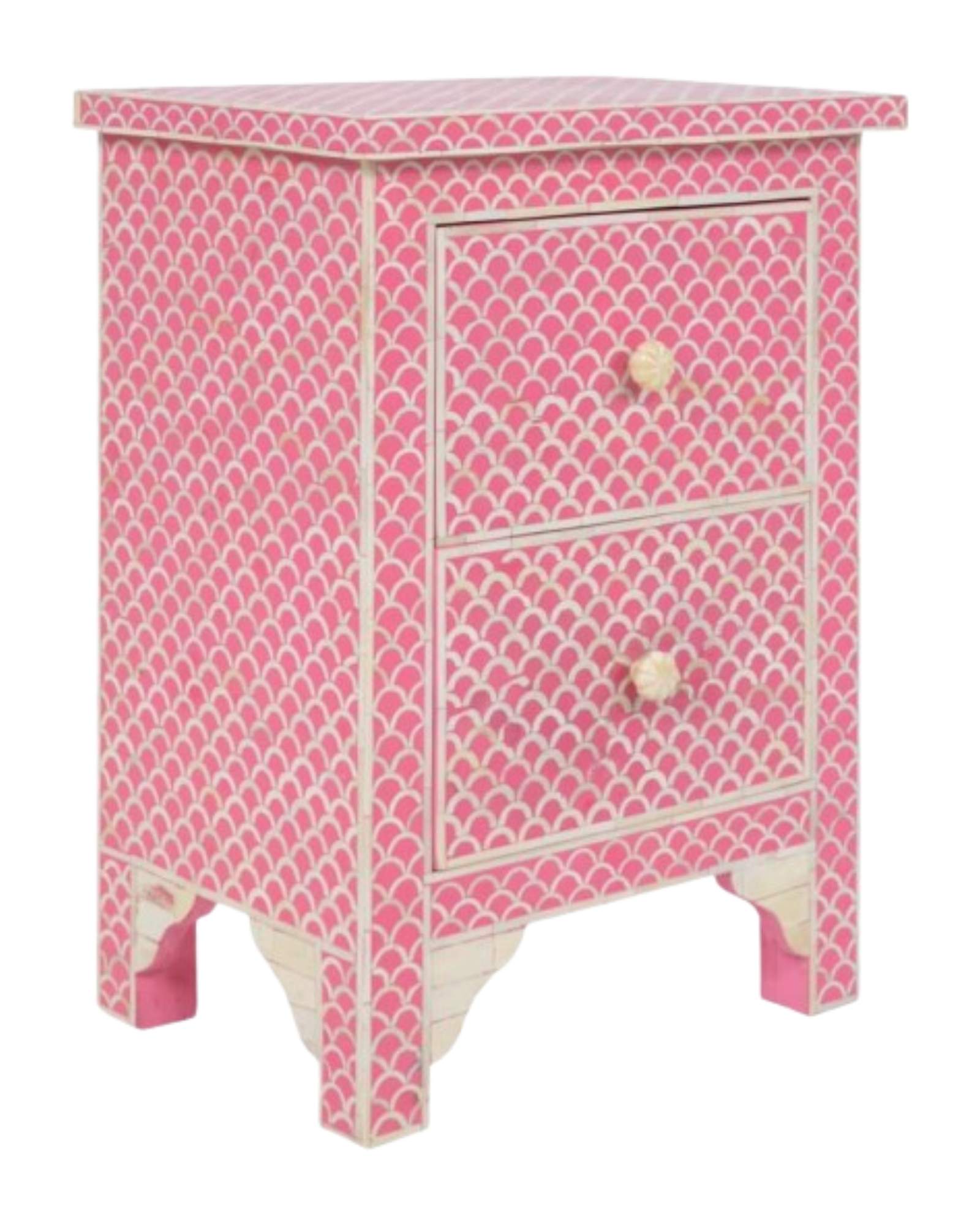 Basel Side Drawer - Pink Bone Inlay - Tabeer Homes