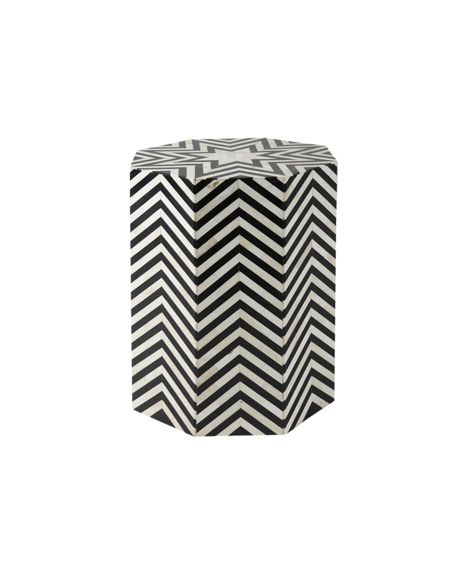 Cairo Side Table - Black & White Bone Inlay - Tabeer Homes