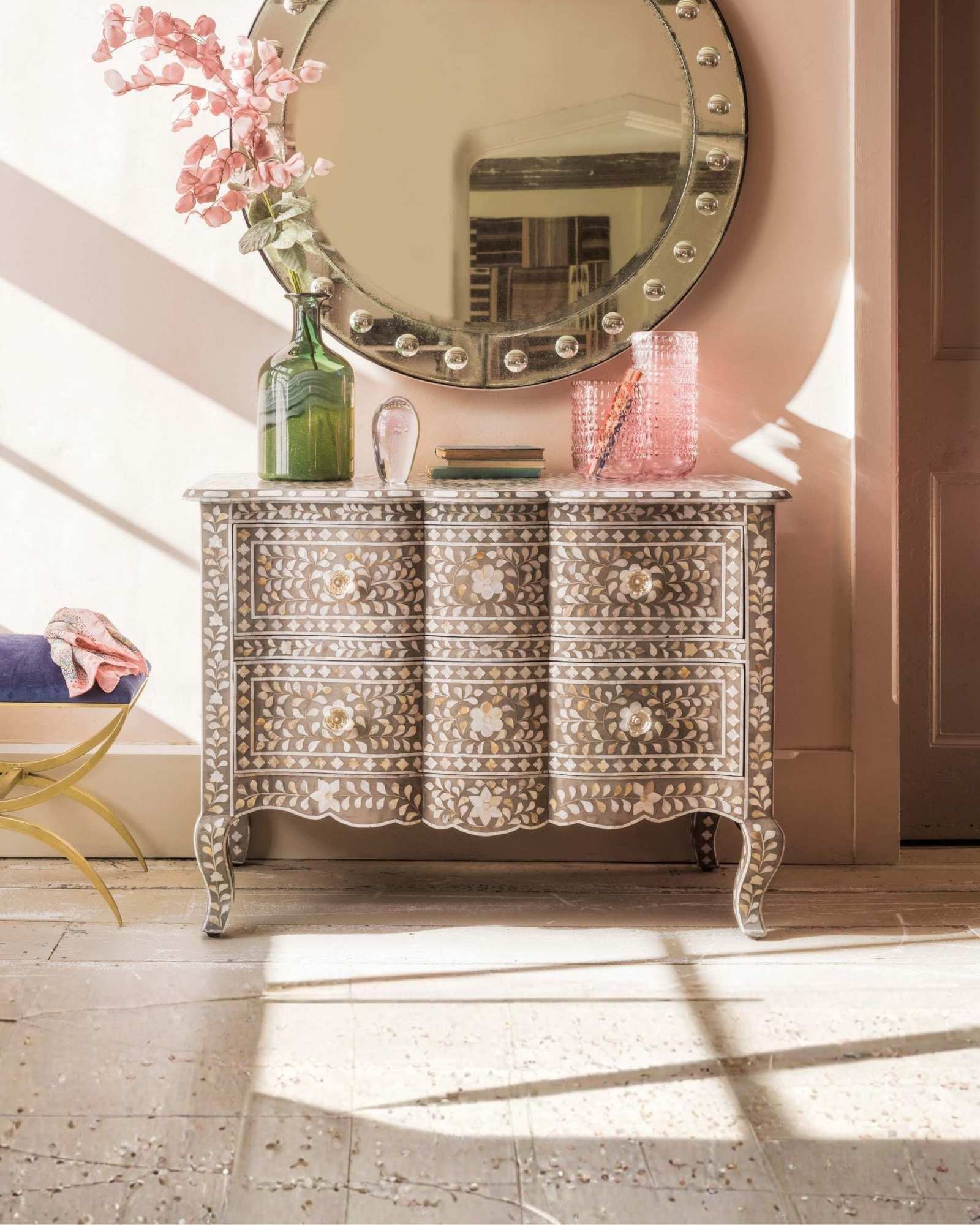 Caprera Chest of Drawers - Grey Mother of Pearl - Tabeer Homes