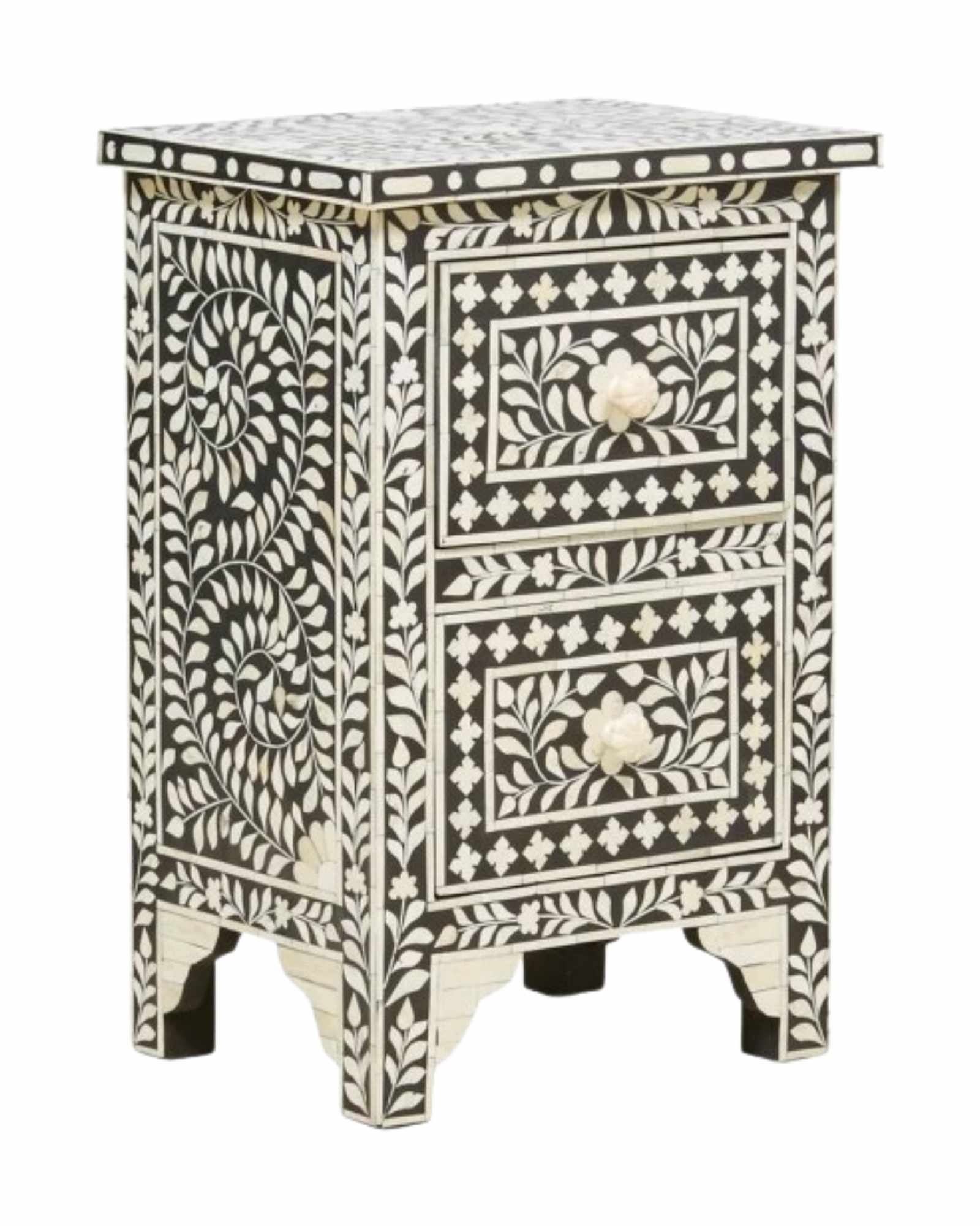 Coorg Side Drawer - Black Bone Inlay - Tabeer Homes