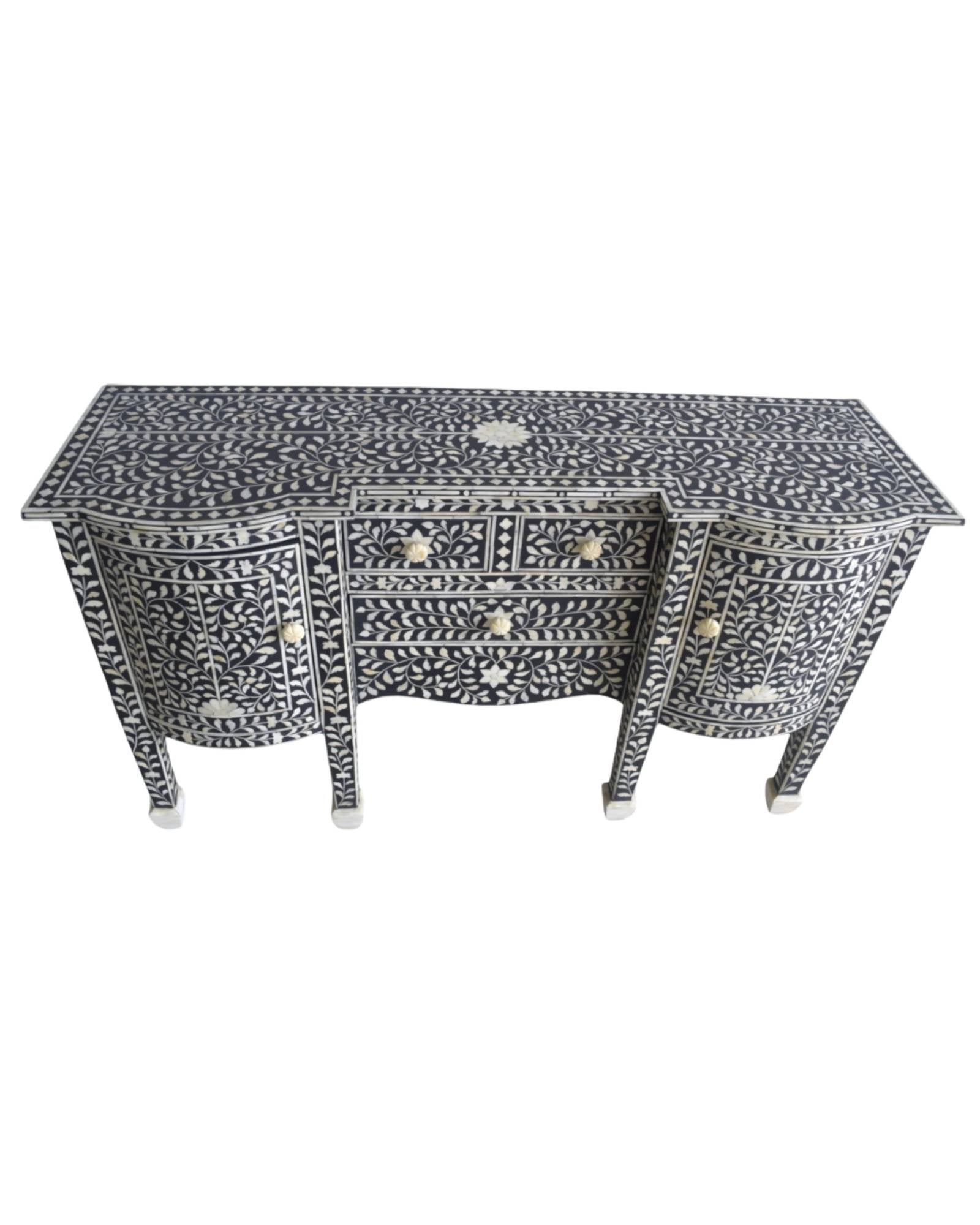 Crest Chest of Drawer - Black Bone Inlay