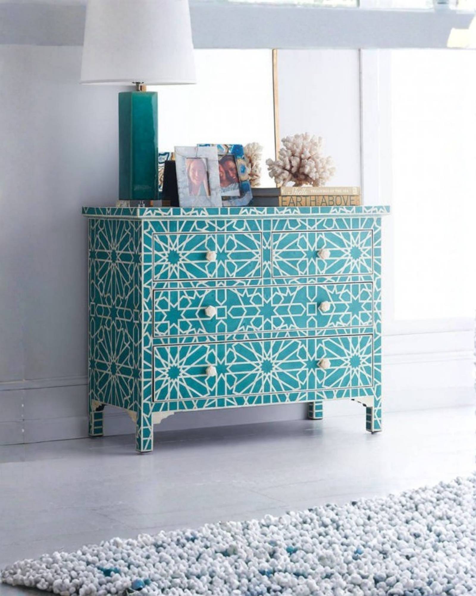 Cyrus Chest of Drawers - Blue Bone Inlay - Tabeer Homes