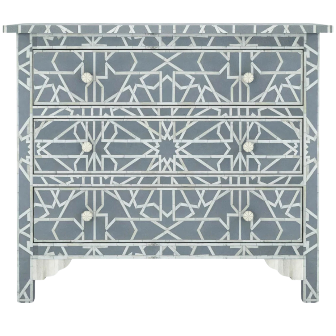 Cyrus Chest of Drawers - Grey Bone Inlay - Tabeer Homes