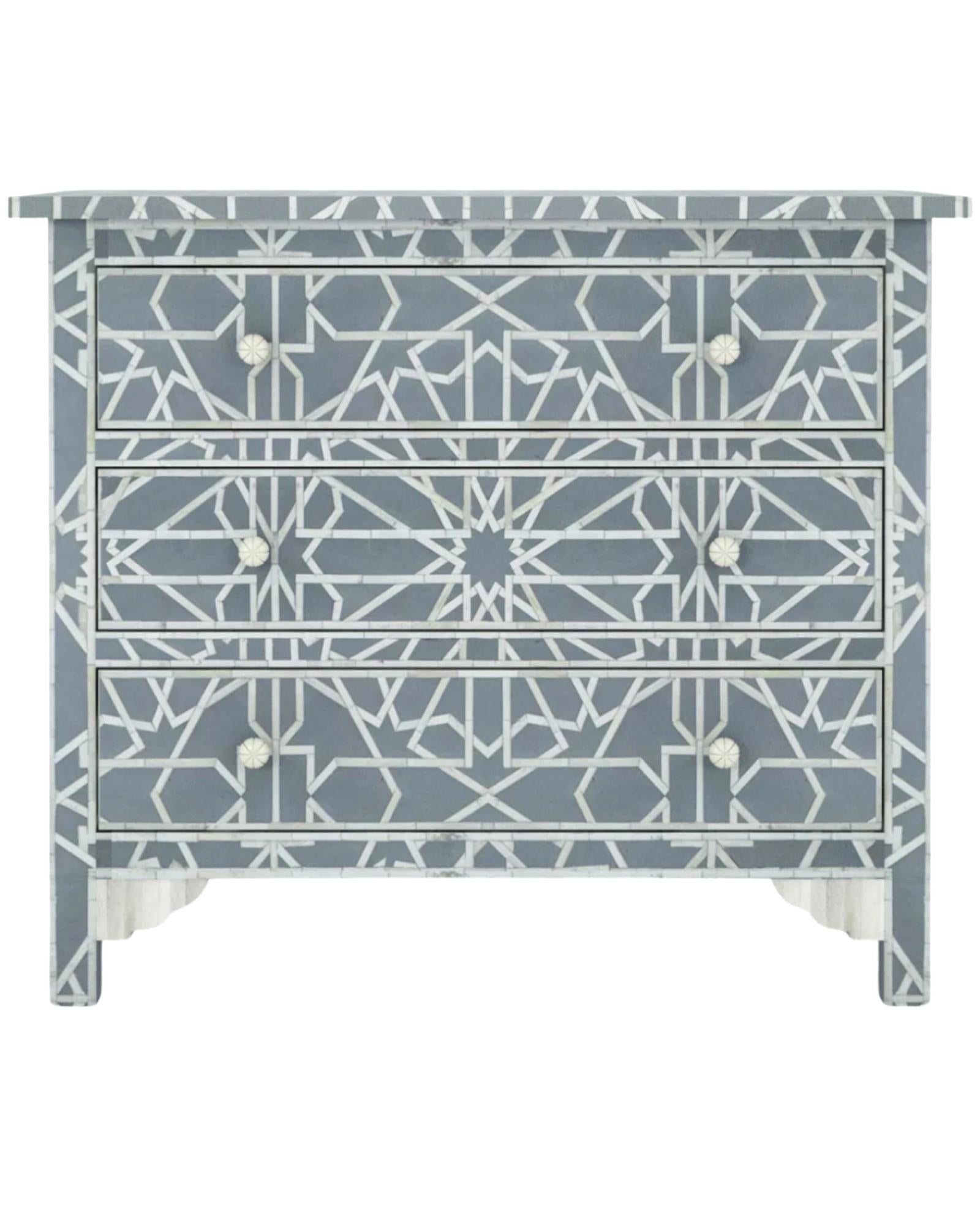 Cyrus Chest of Drawers - Grey Bone Inlay - Tabeer Homes