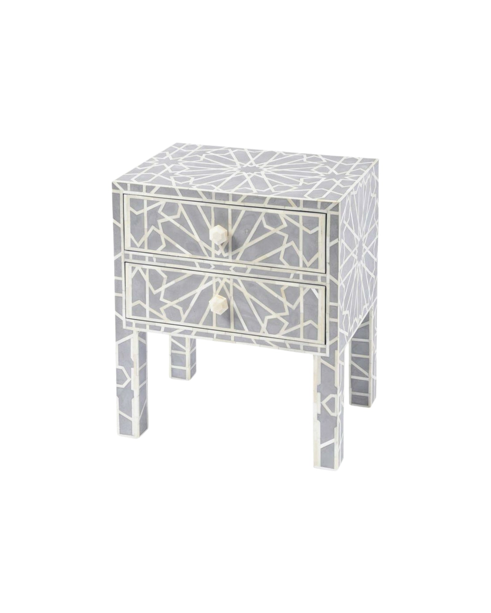 Cyrus Side Drawer - Grey Bone Inlay - Tabeer Homes