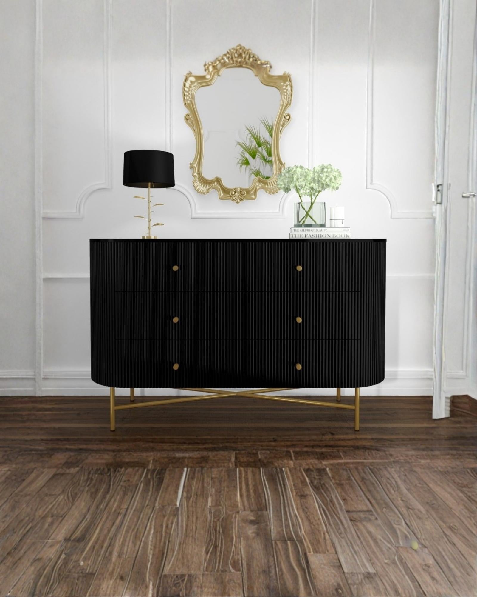 Daraj Big Chest of Drawers - Black Wood - Tabeer Homes