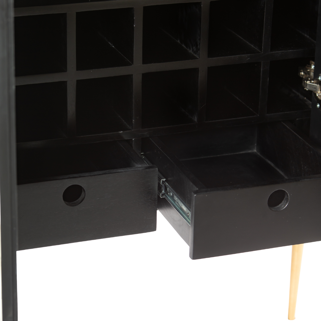 Elnaz Bar Cabinet - Black & White Bone Inlay by Tabeer Homes