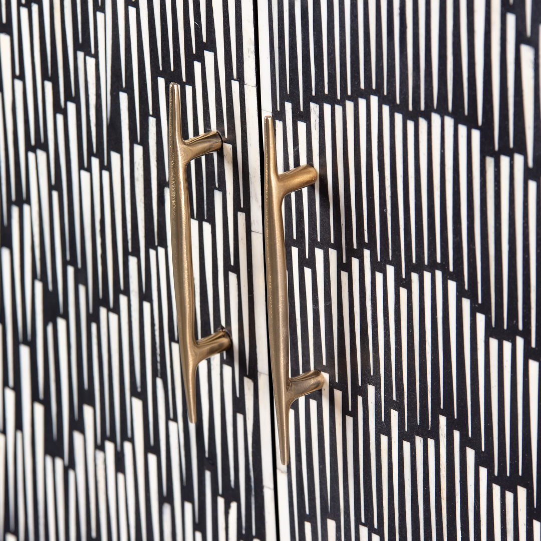 Elnaz Bar Cabinet - Black & White Bone Inlay by Tabeer Homes