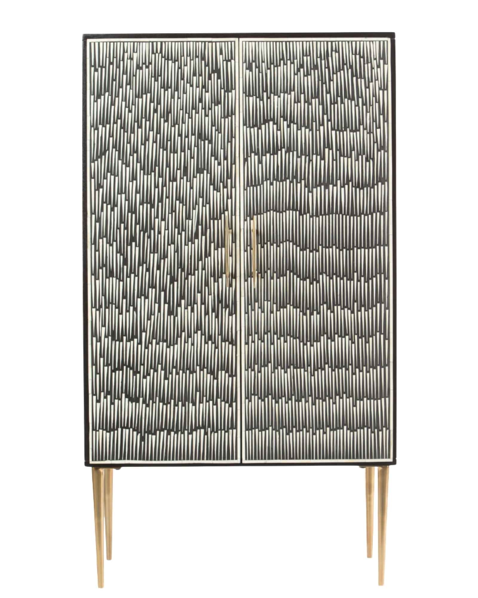 Elnaz Bar Cabinet - Black & White Bone Inlay by Tabeer Homes