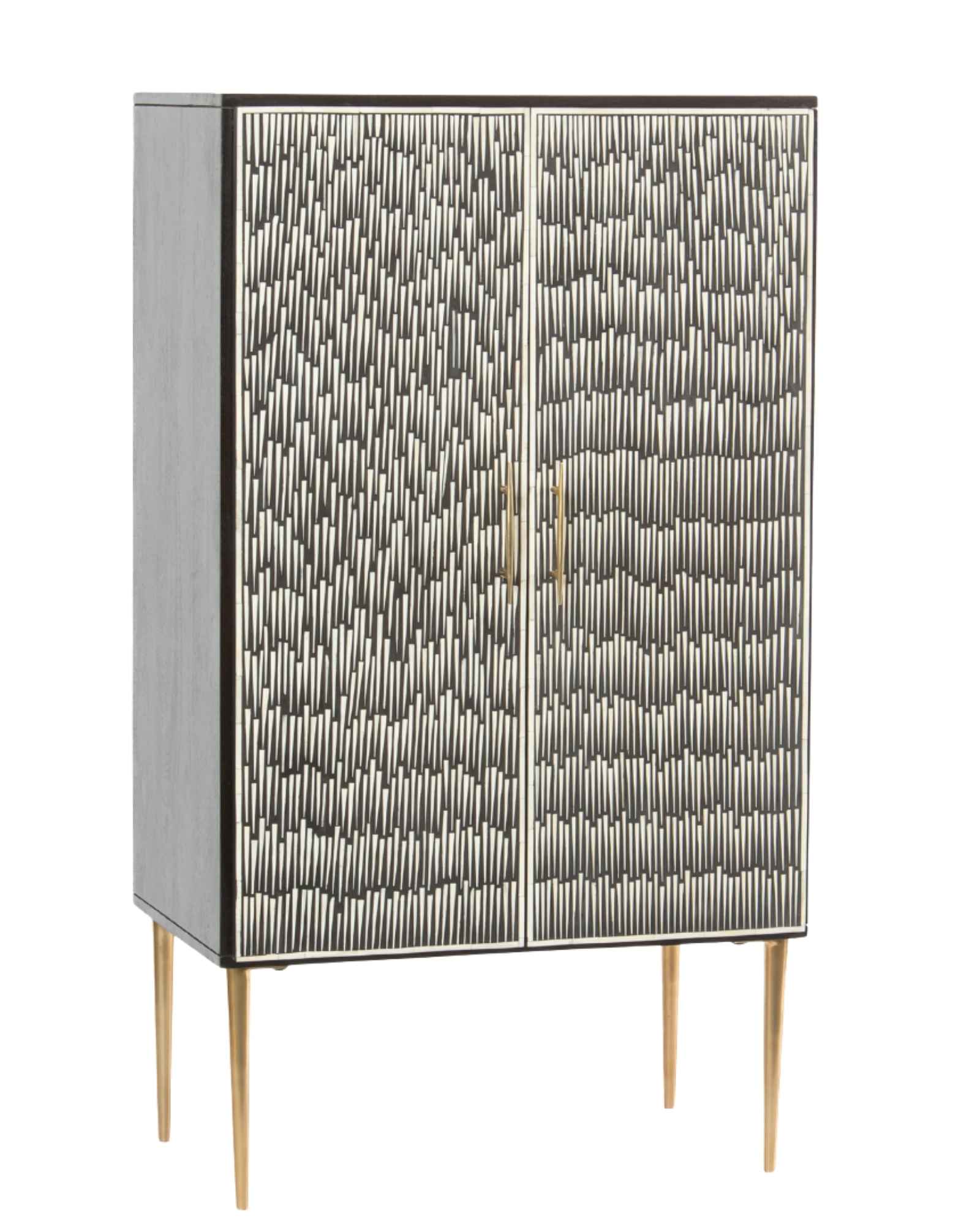 Elnaz Bar Cabinet - Black & White Bone Inlay by Tabeer Homes