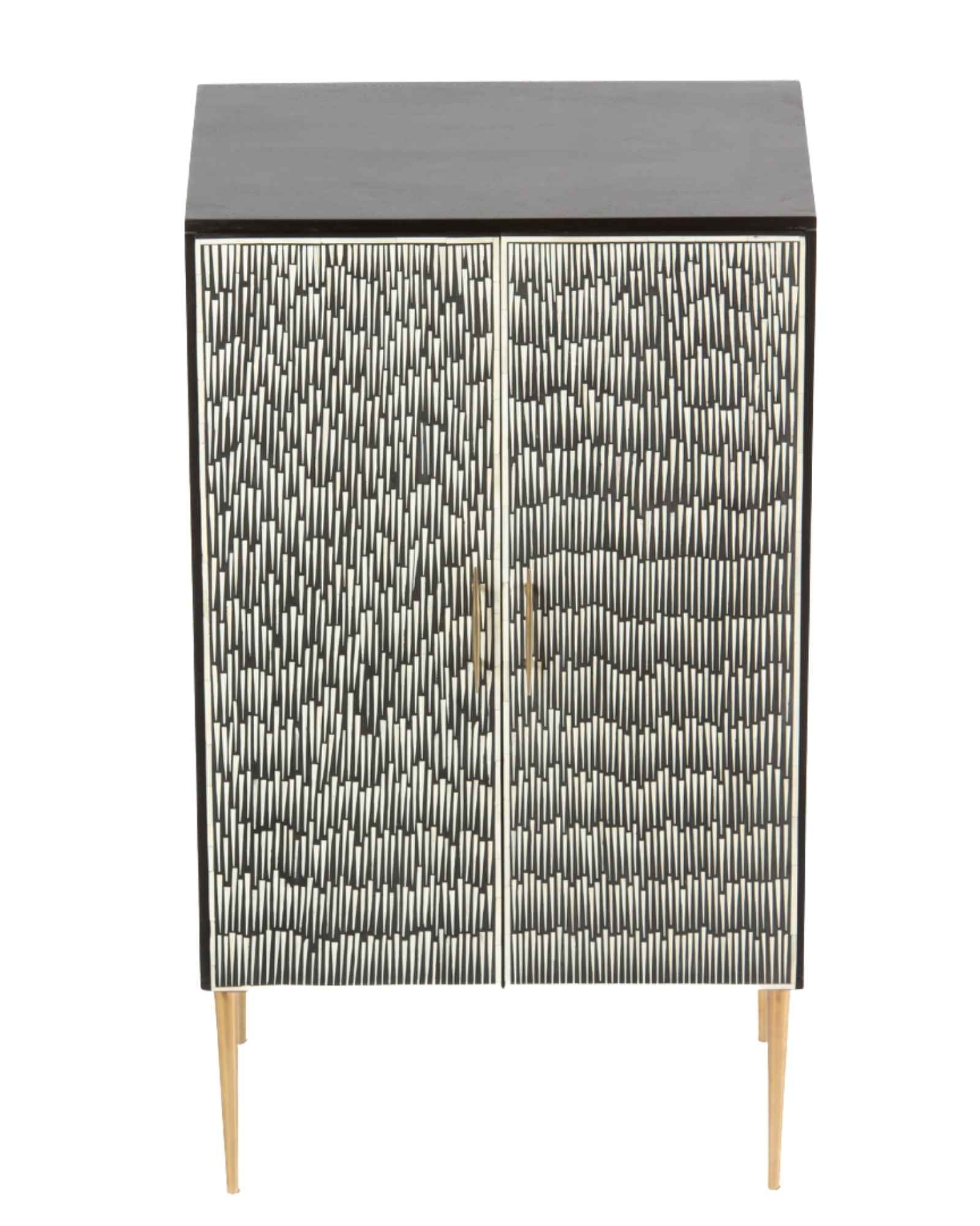 Elnaz Bar Cabinet - Black & White Bone Inlay by Tabeer Homes