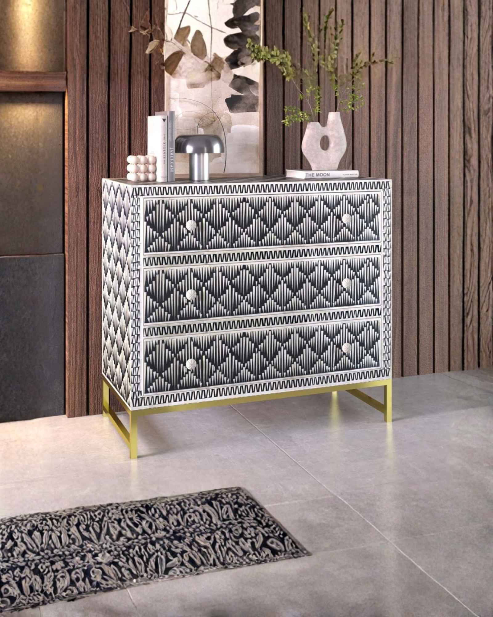Elnaz Chest of Drawers - Black Bone Inlay - Tabeer Homes