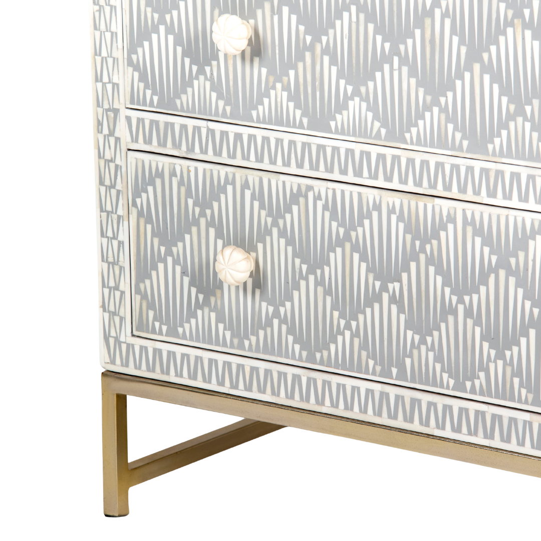 Elnaz Chest of Drawers - Grey Bone Inlay - Tabeer Homes